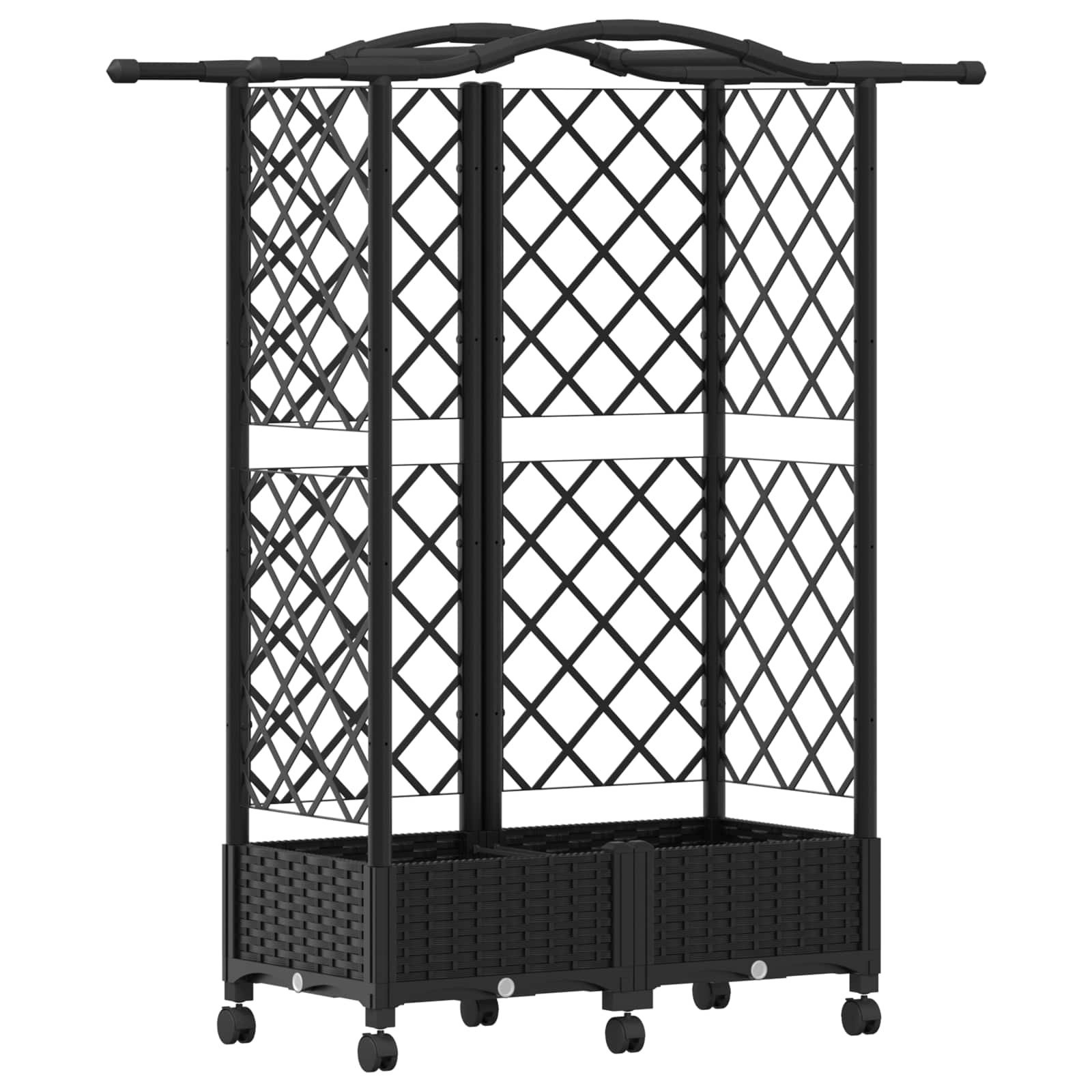 Letto Rialzato con Griglia e Tetto Nero 124 x 40 x 129 cm PP