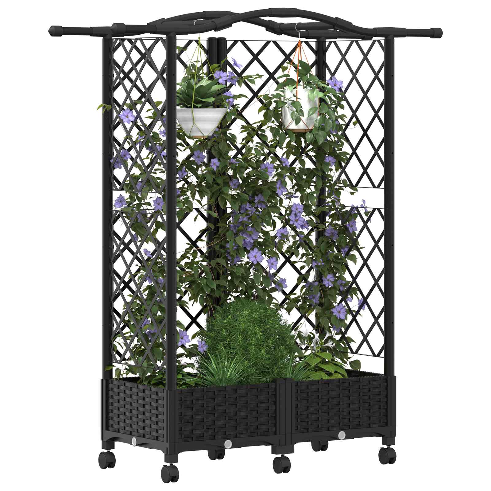 Letto Rialzato con Griglia e Tetto Nero 124 x 40 x 129 cm PP