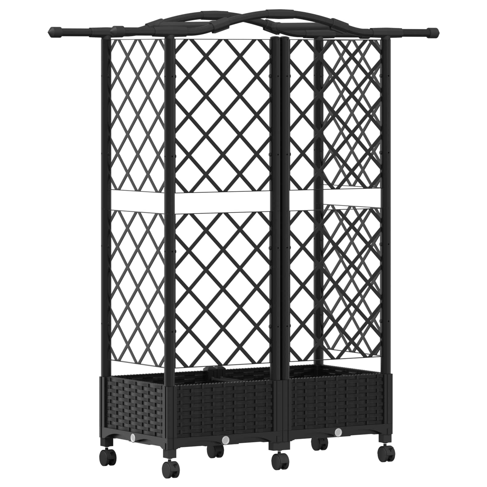 Letto Rialzato con Griglia e Tetto Nero 124 x 40 x 129 cm PP