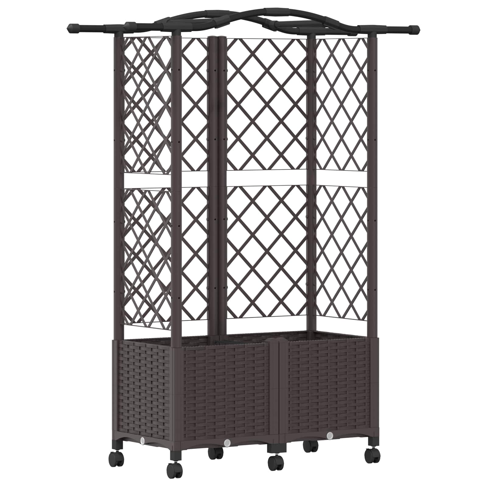 Letto Rialzato con Griglia e Tetto Marrone 122 x 40 x 144 cm PP