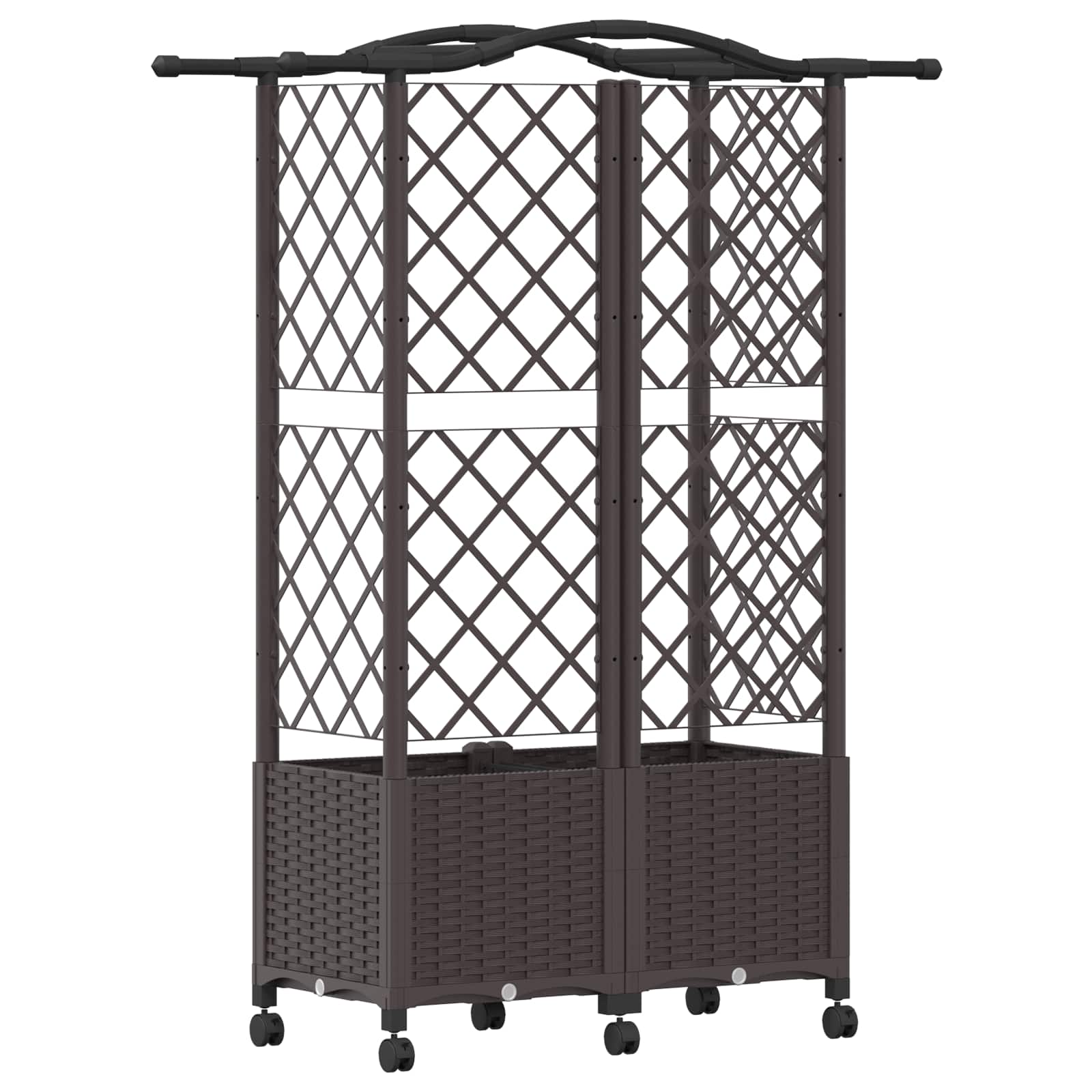 Letto Rialzato con Griglia e Tetto Marrone 122 x 40 x 144 cm PP