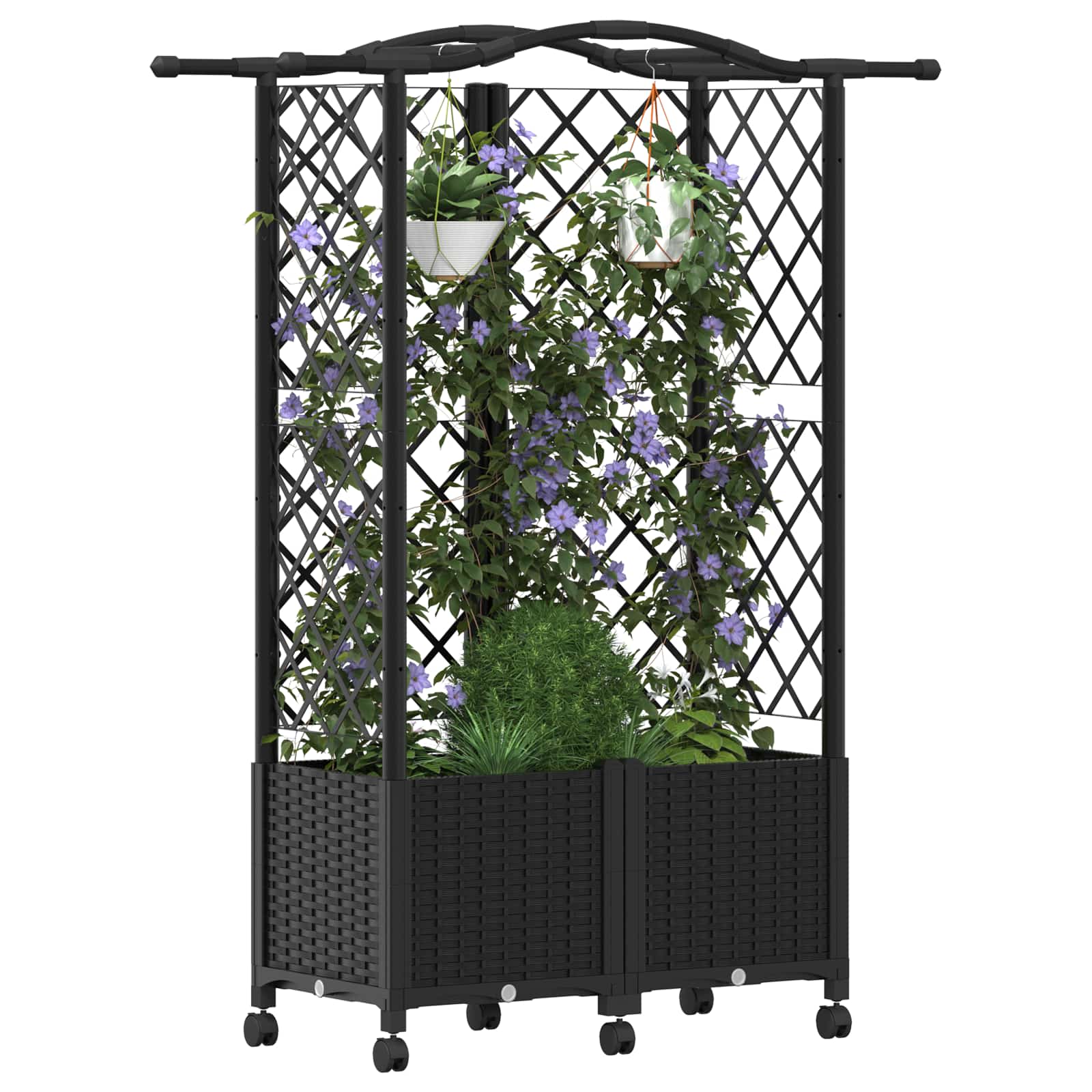 Letto Rialzato con Griglia e Tetto Nero 122 x 40 x 144 cm PP