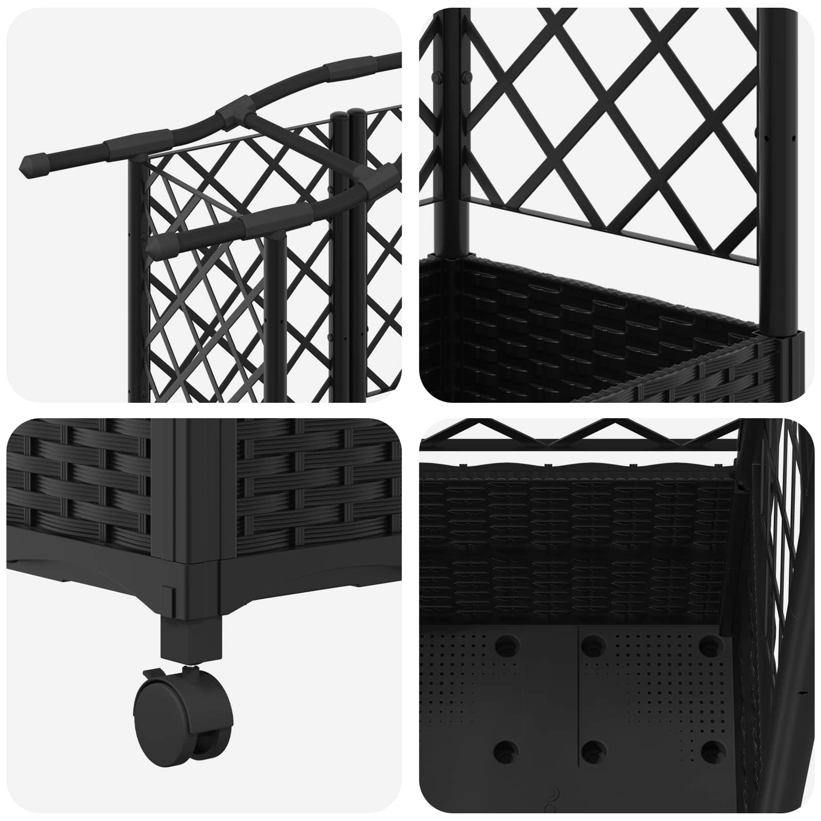 Letto Rialzato con Griglia e Tetto Nero 122 x 40 x 144 cm PP