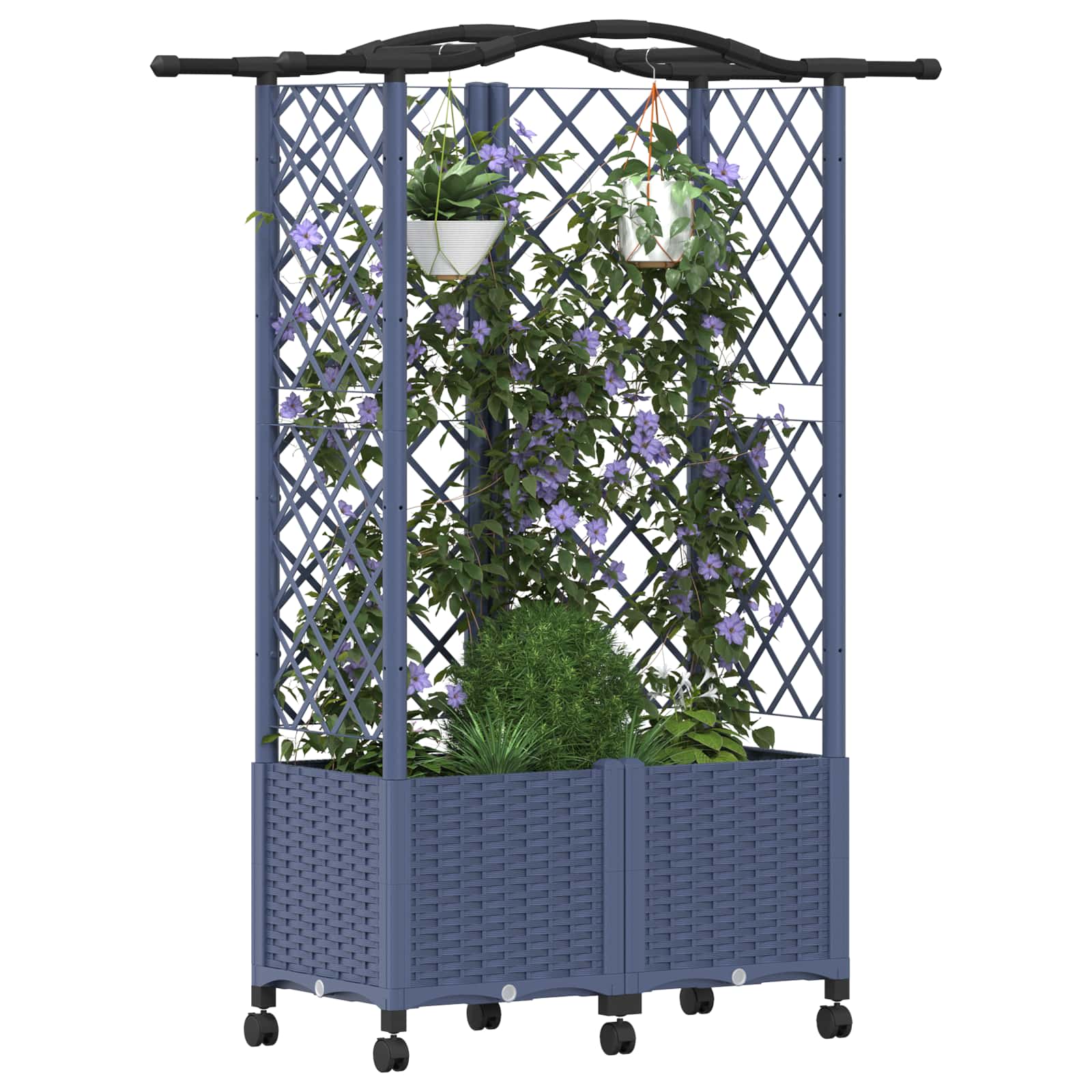 Letto Rialzato con Griglia e Tetto Grigio 122 x 40 x 144 cm PP