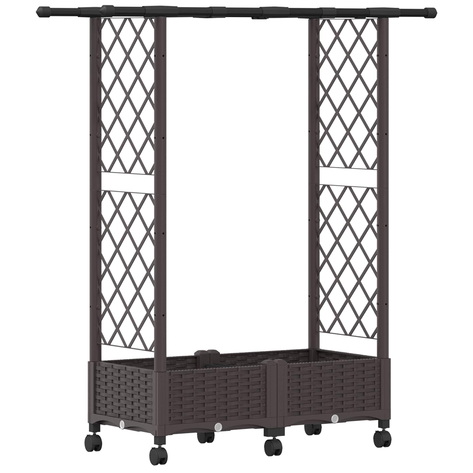 Letto Rialzato con Griglia e Tetto Marrone 122,5 x 40 x 127 cm