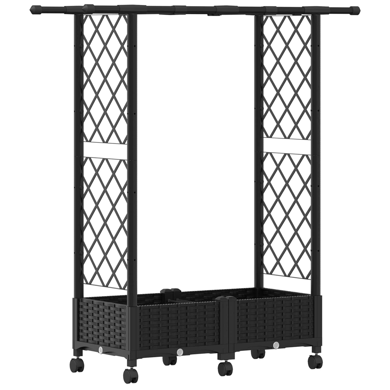 Letto Rialzato con Griglia e Tetto Nero 122,5 x 40 x 127 cm PP