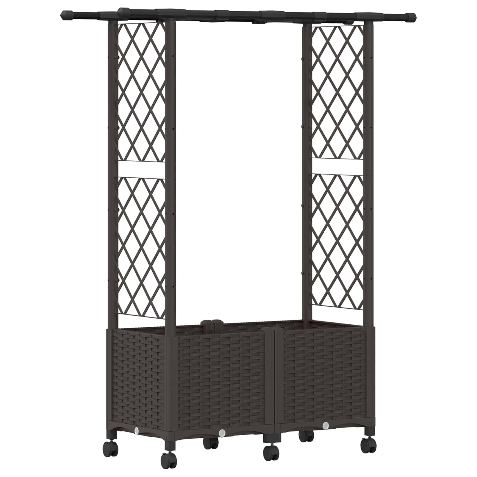 Letto Rialzato con Griglia e Tetto Marrone 124,5 x 40 x 142 cm