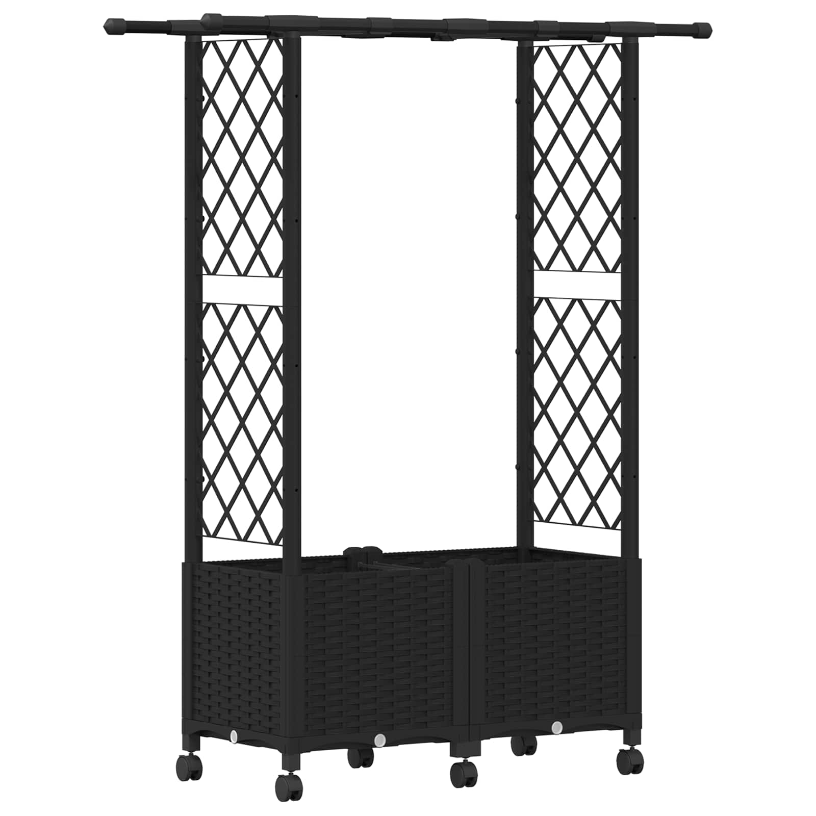 Letto Rialzato con Griglia e Tetto Nero 124,5 x 40 x 142 cm PP