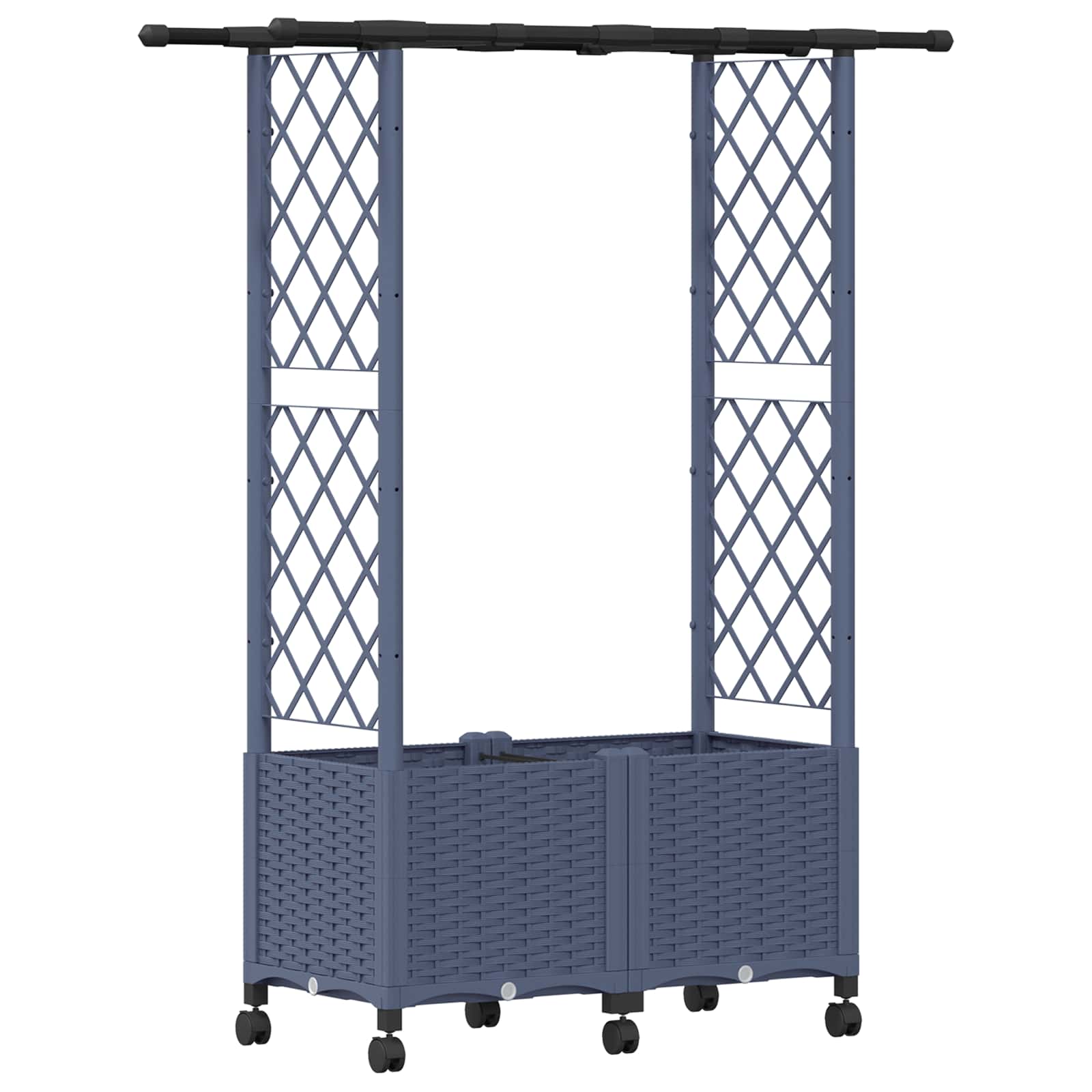 Letto Rialzato con Griglia e Tetto Grigio 124,5 x 40 x 142 cm