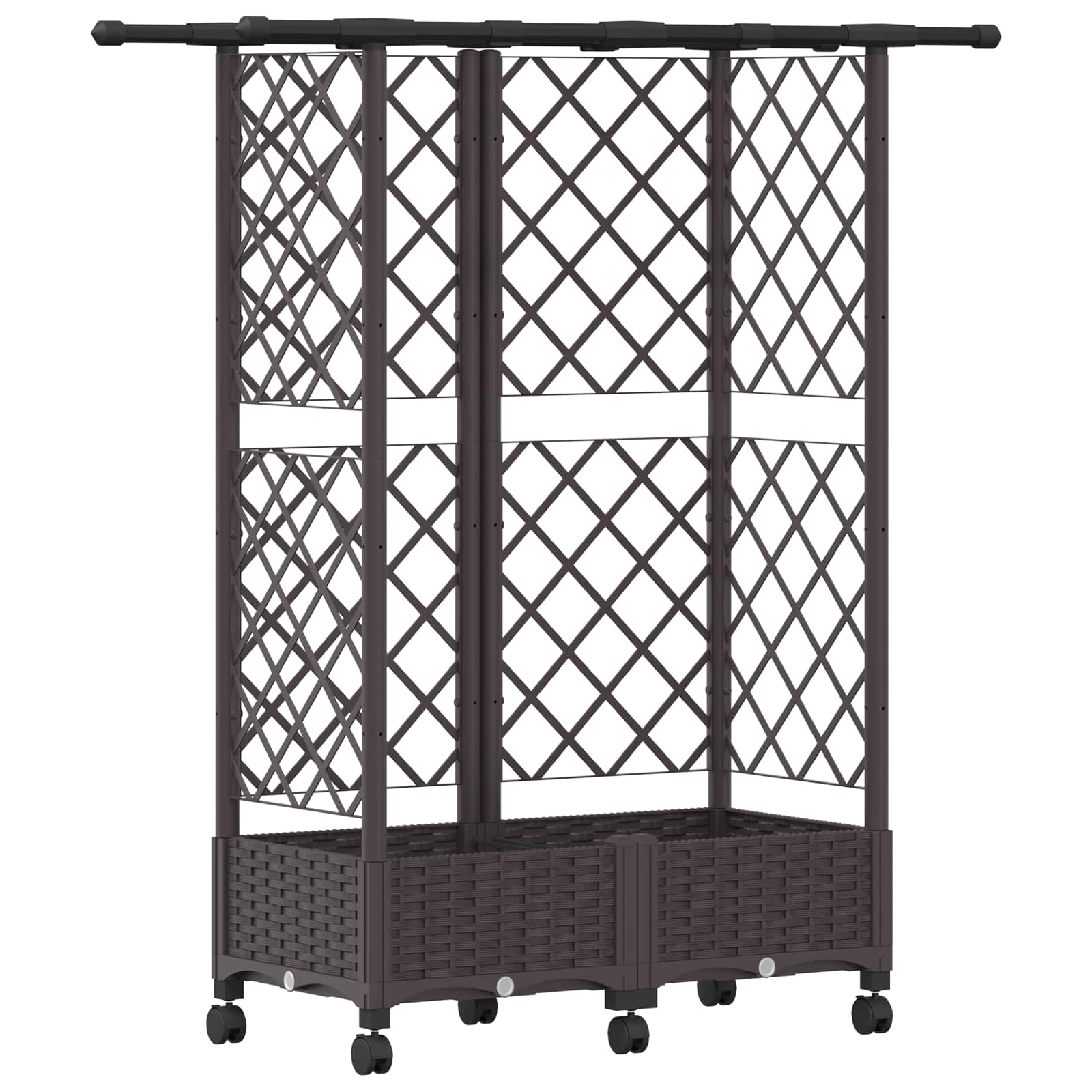 Letto Rialzato con Griglia e Tetto Marrone 124 x 40 x 127 cm PP