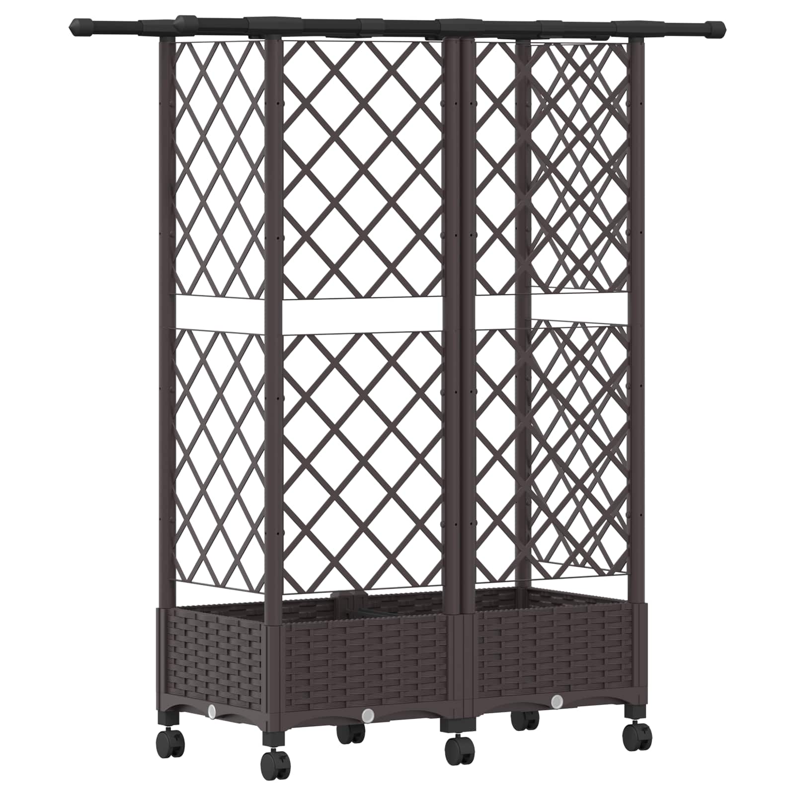 Letto Rialzato con Griglia e Tetto Marrone 124 x 40 x 127 cm PP