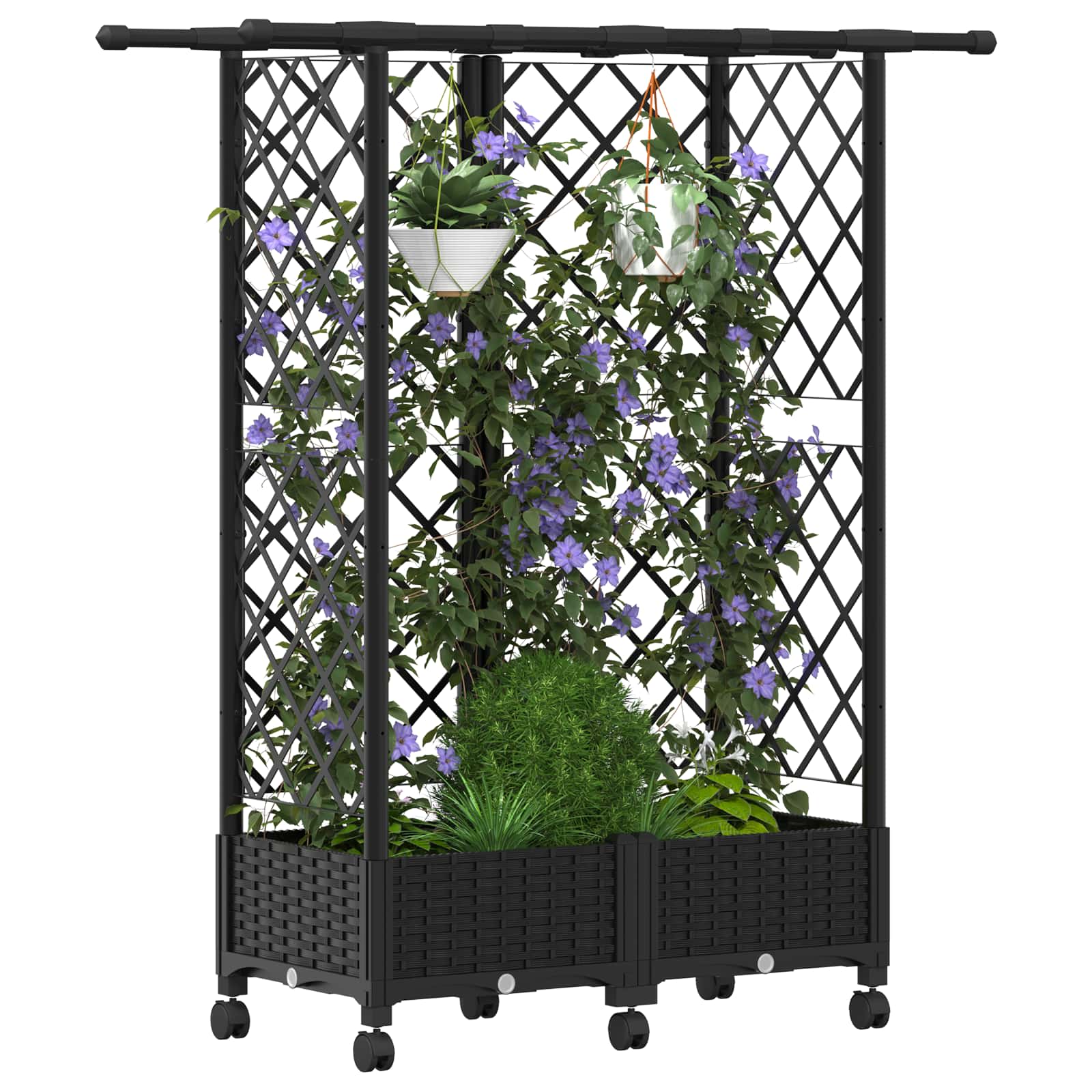 Letto Rialzato con Griglia e Tetto Nero 124 x 40 x 127 cm PP