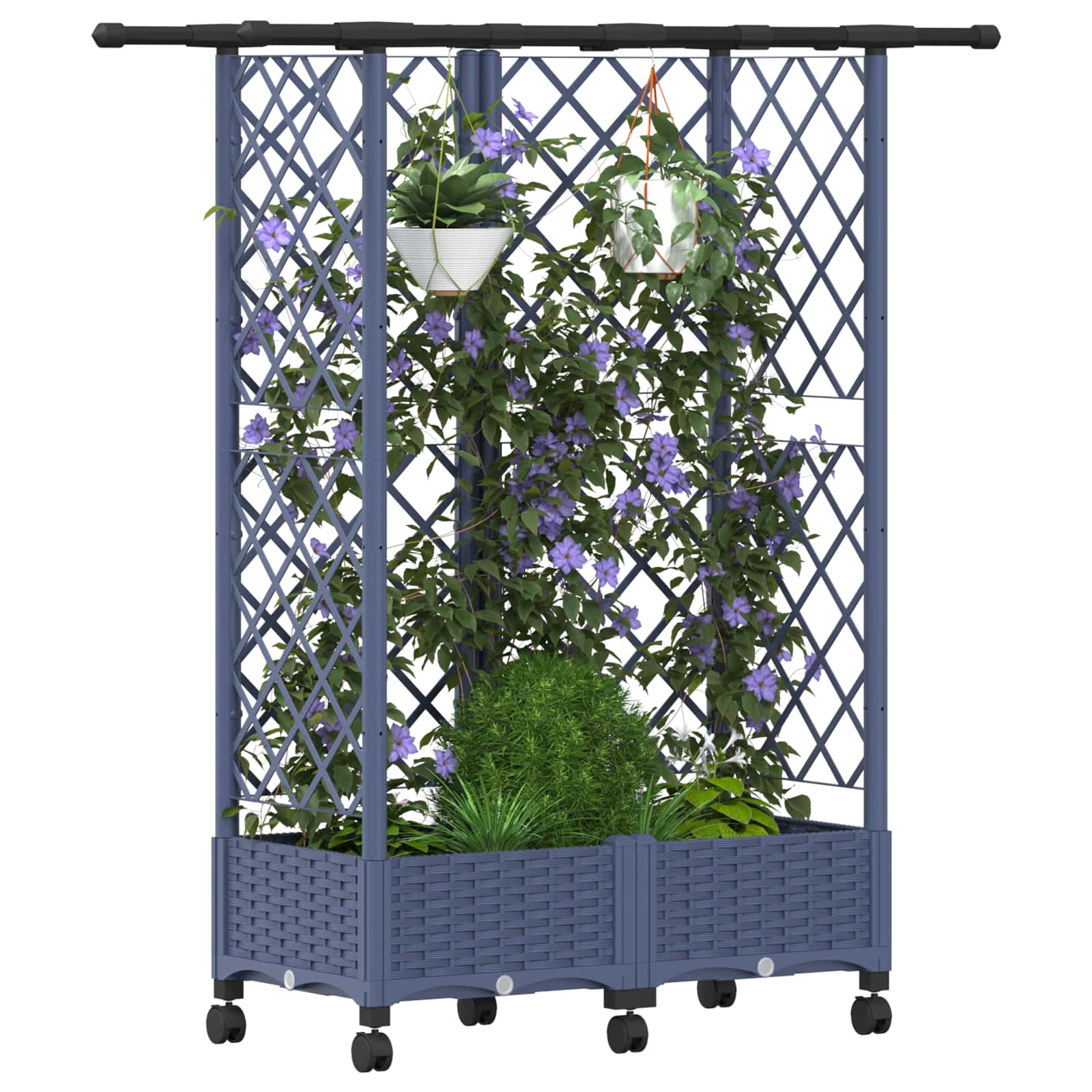 Letto Rialzato con Griglia e Tetto Grigio 124 x 40 x 127 cm PP