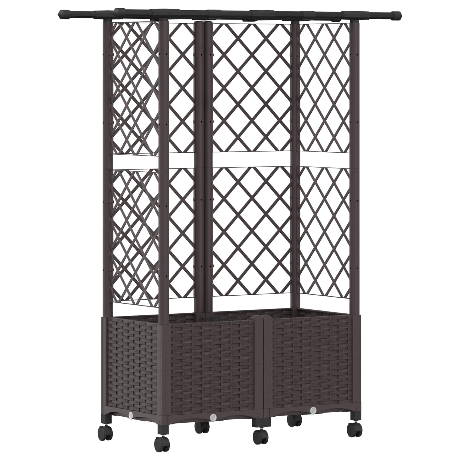 Letto Rialzato con Griglia e Tetto Marrone 124 x 40 x 142 cm PP