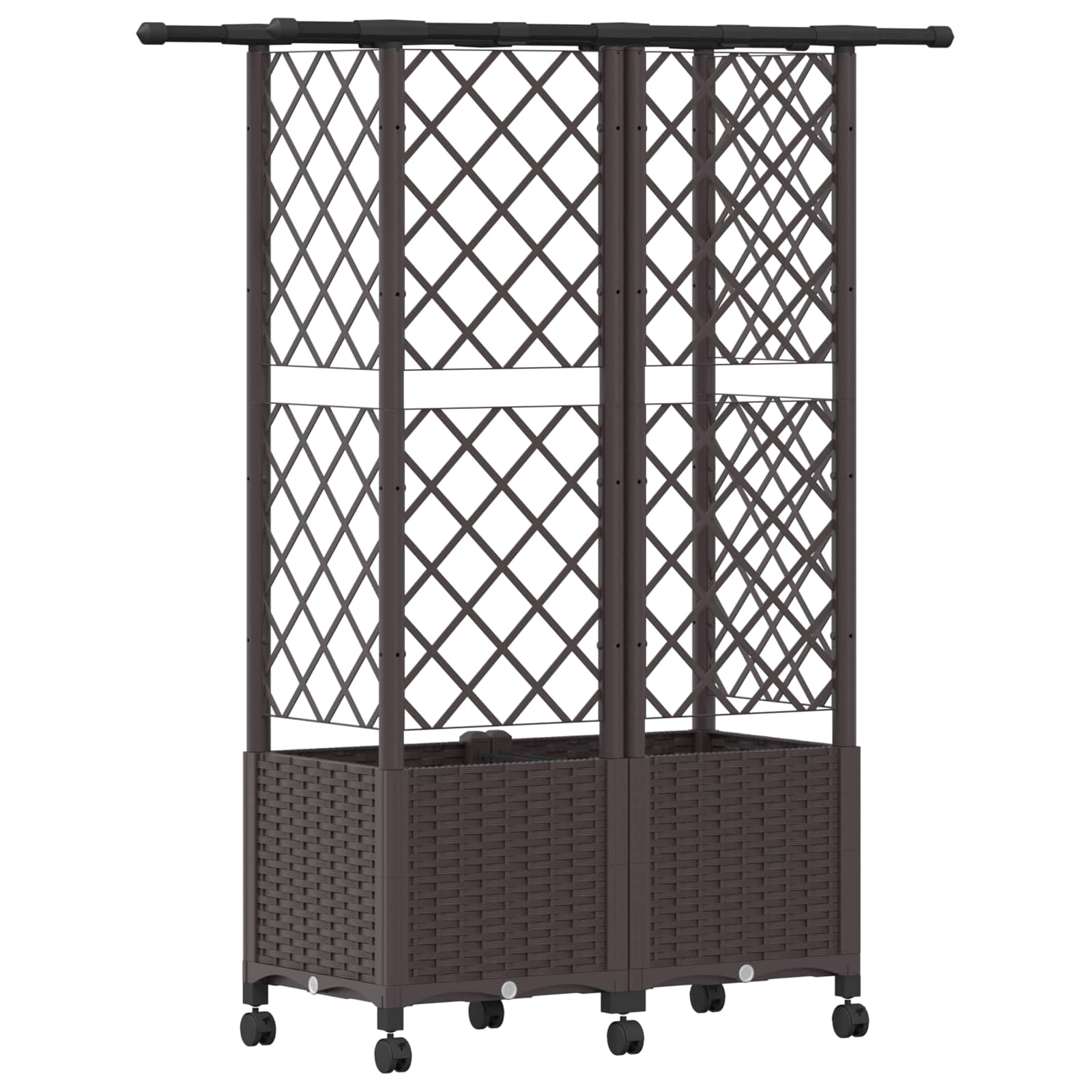 Letto Rialzato con Griglia e Tetto Marrone 124 x 40 x 142 cm PP