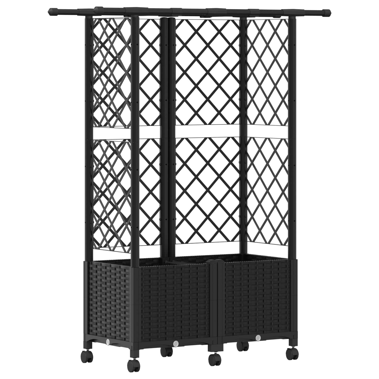 Letto Rialzato con Griglia e Tetto Nero 124 x 40 x 142 cm PP