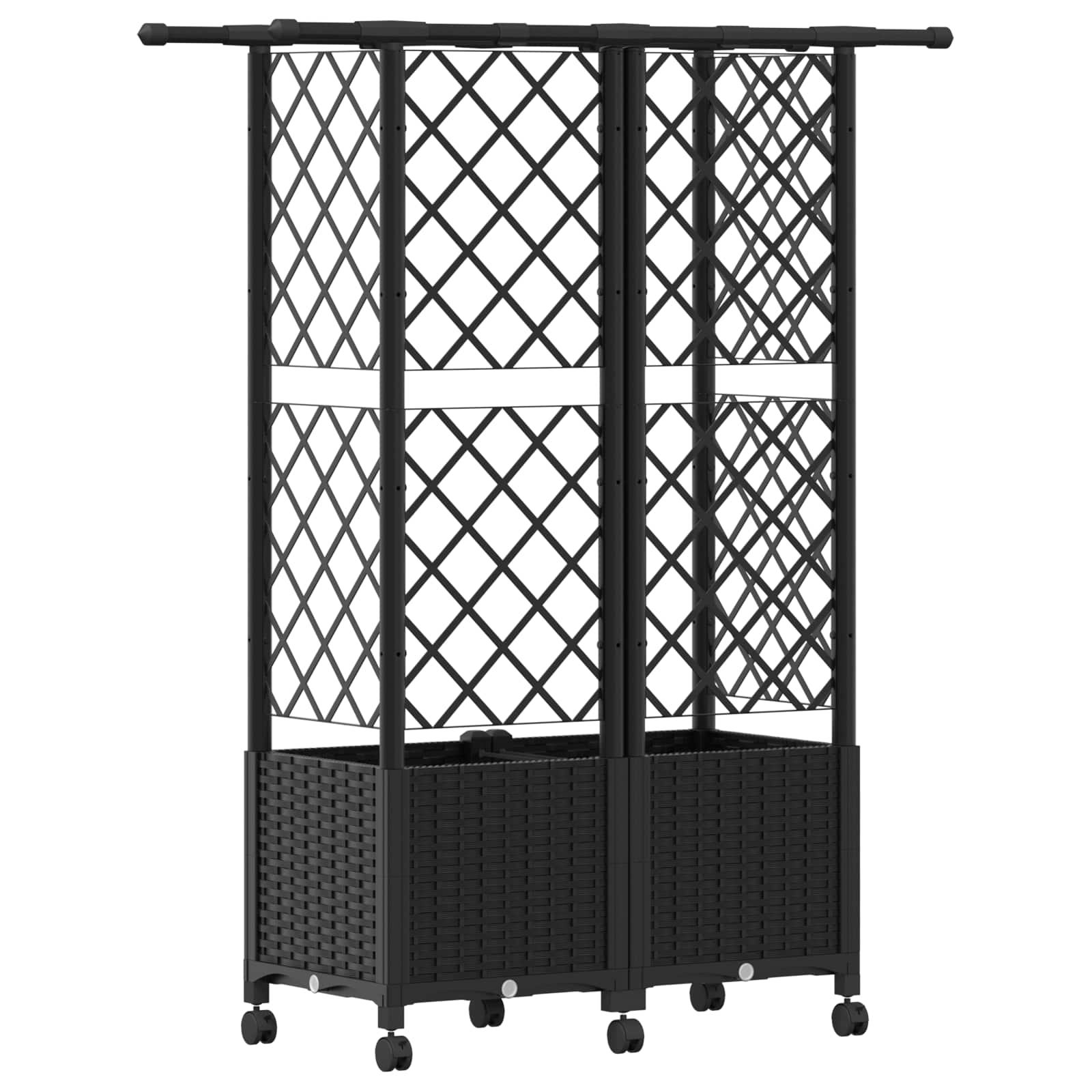 Letto Rialzato con Griglia e Tetto Nero 124 x 40 x 142 cm PP