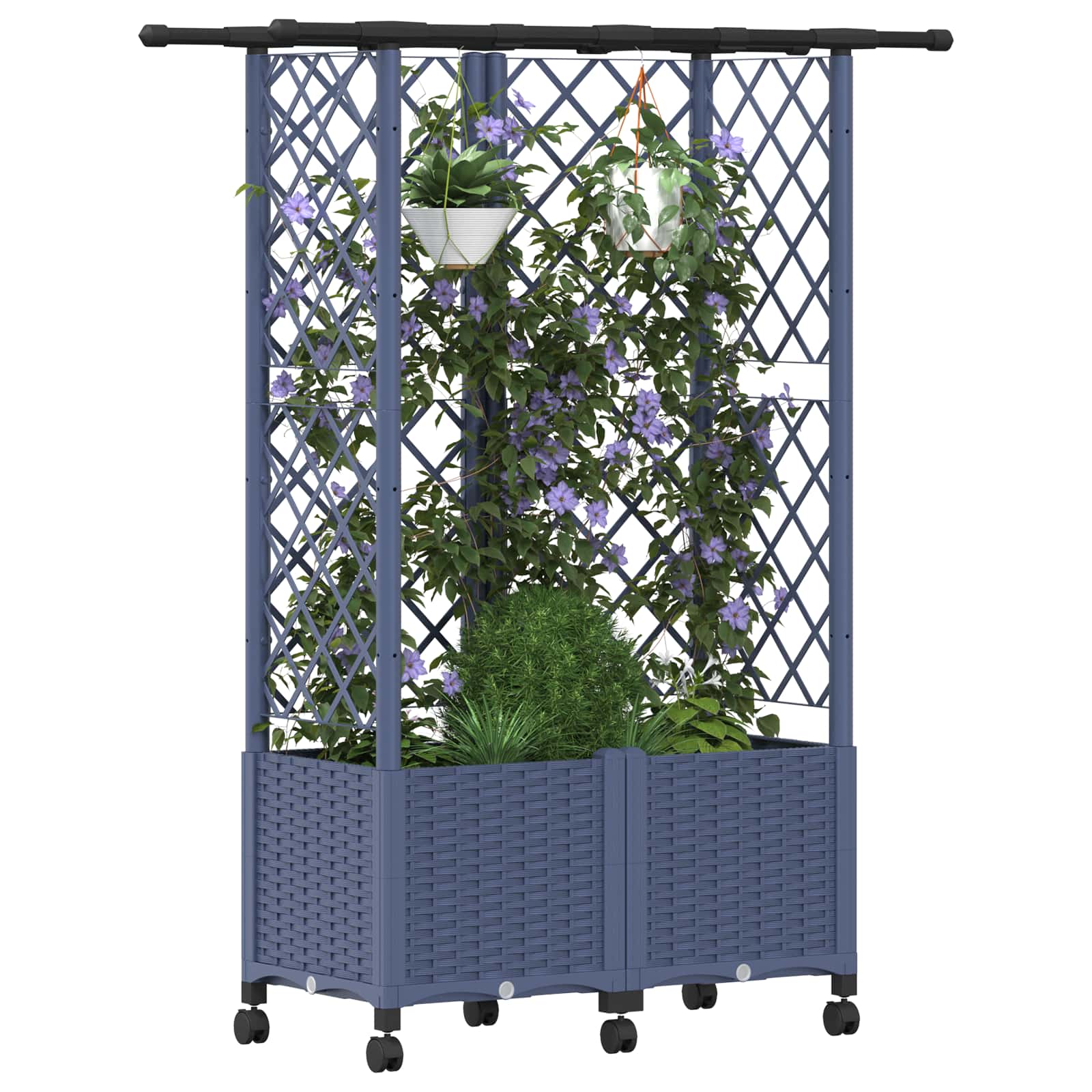 Letto Rialzato con Griglia e Tetto Grigio 124 x 40 x 142 cm PP