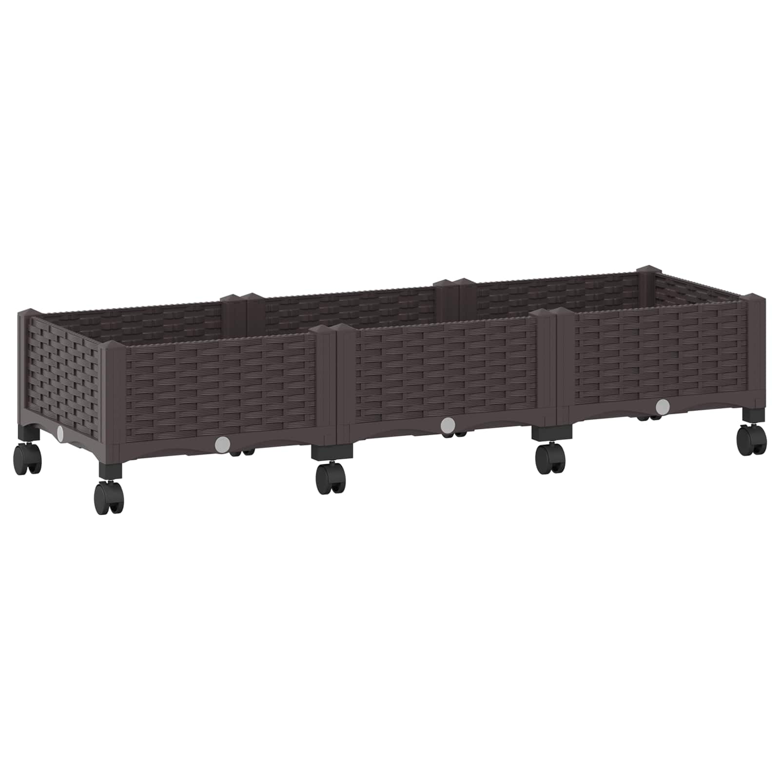 Vaso da Giardino con Ruote Marrone 120 x 40 x 29 cm PP