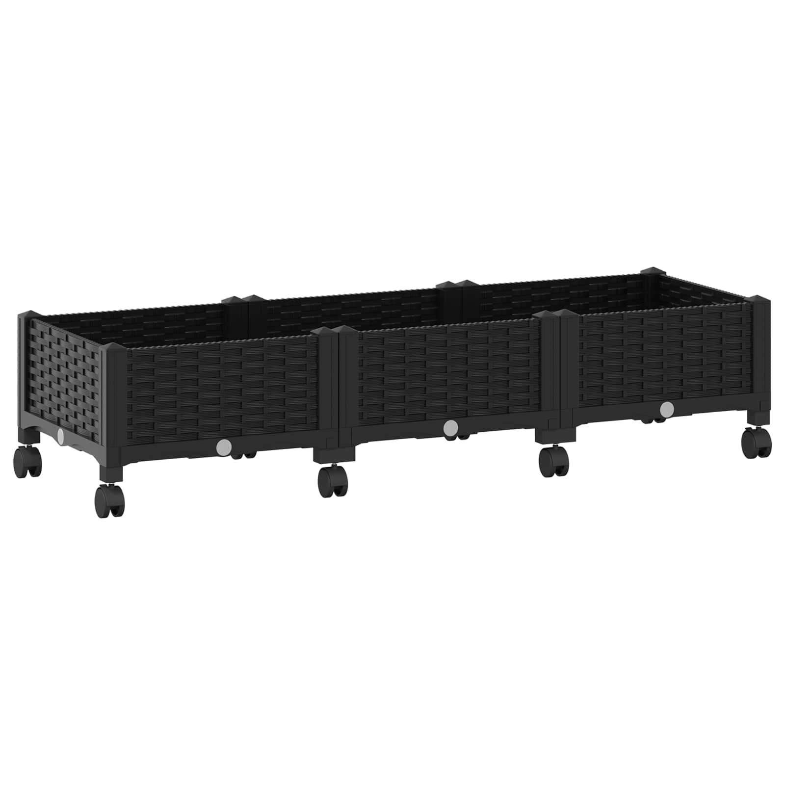 Vaso da Giardino con Ruote Nero 120 x 40 x 29 cm PP
