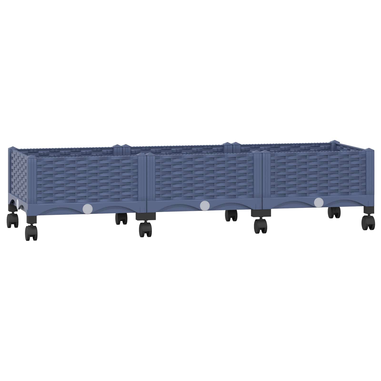 Vaso da Giardino con Ruote Blu Grigio 120 x 40 x 33 cm PP