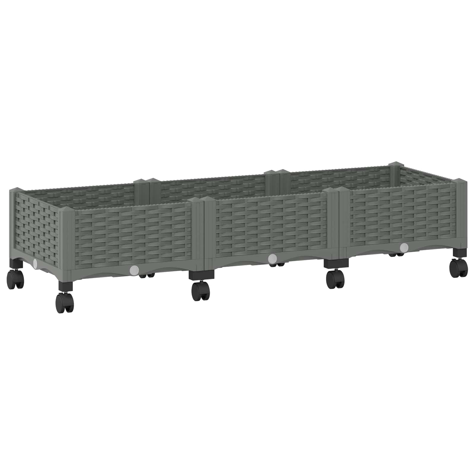 Vaso da Giardino con Ruote Grigio Chiaro 120 x 40 x 33 cm PP