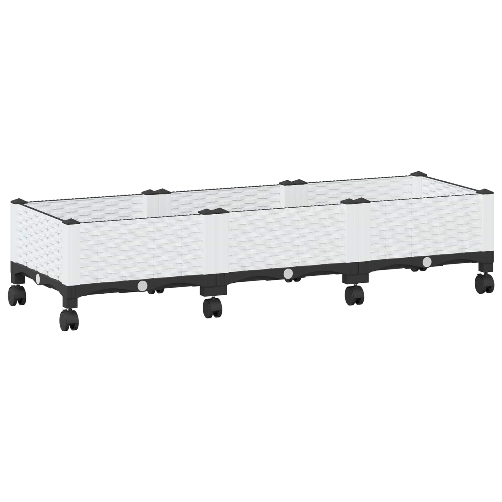 Vaso da Giardino con Ruote Bianco 120 x 40 x 33 cm PP