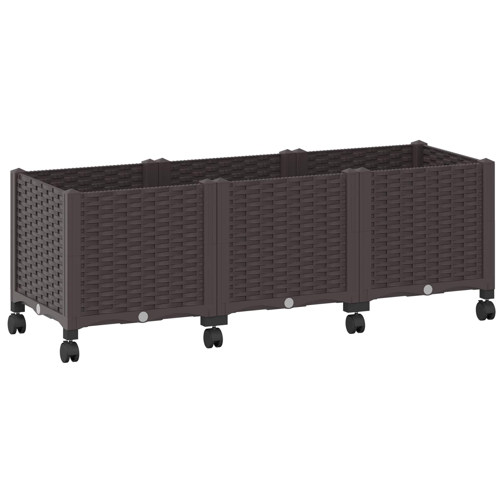 Vaso da Giardino con Ruote Marrone 120 x 40 x 44 cm PP