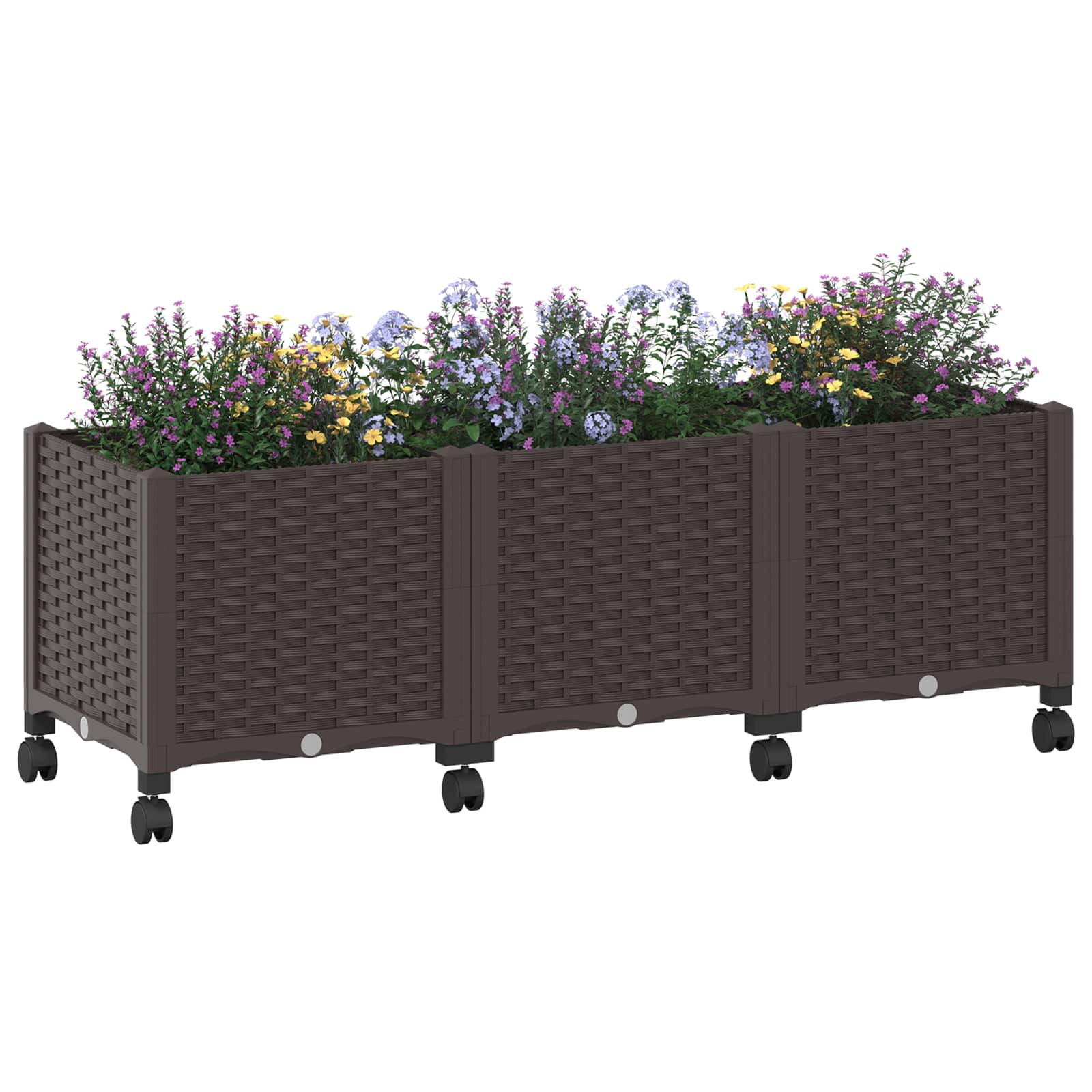 Vaso da Giardino con Ruote Marrone 120 x 40 x 44 cm PP