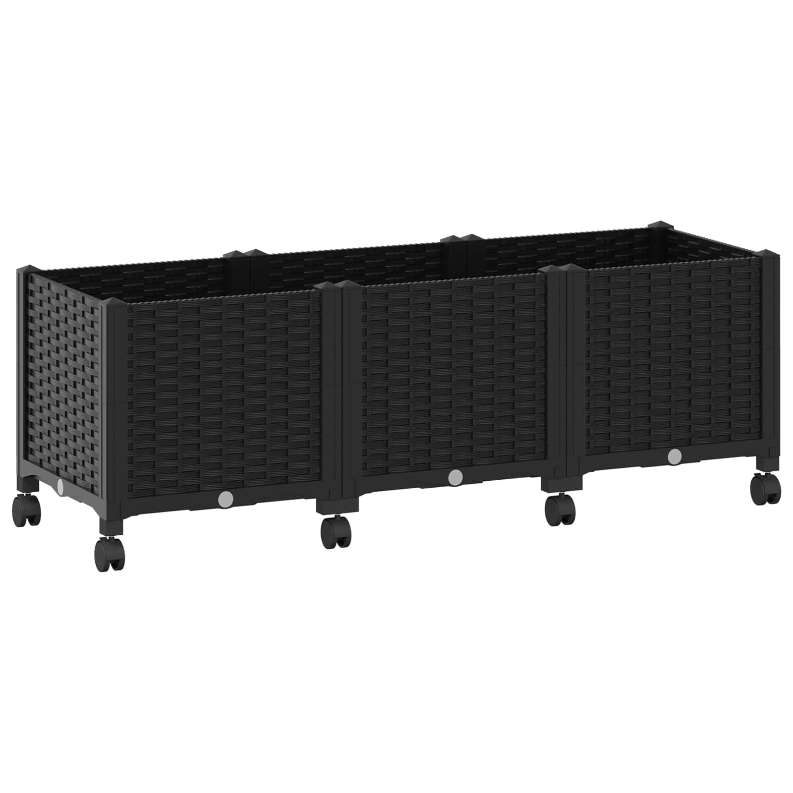 Vaso da Giardino con Ruote Nero 120 x 40 x 44 cm PP