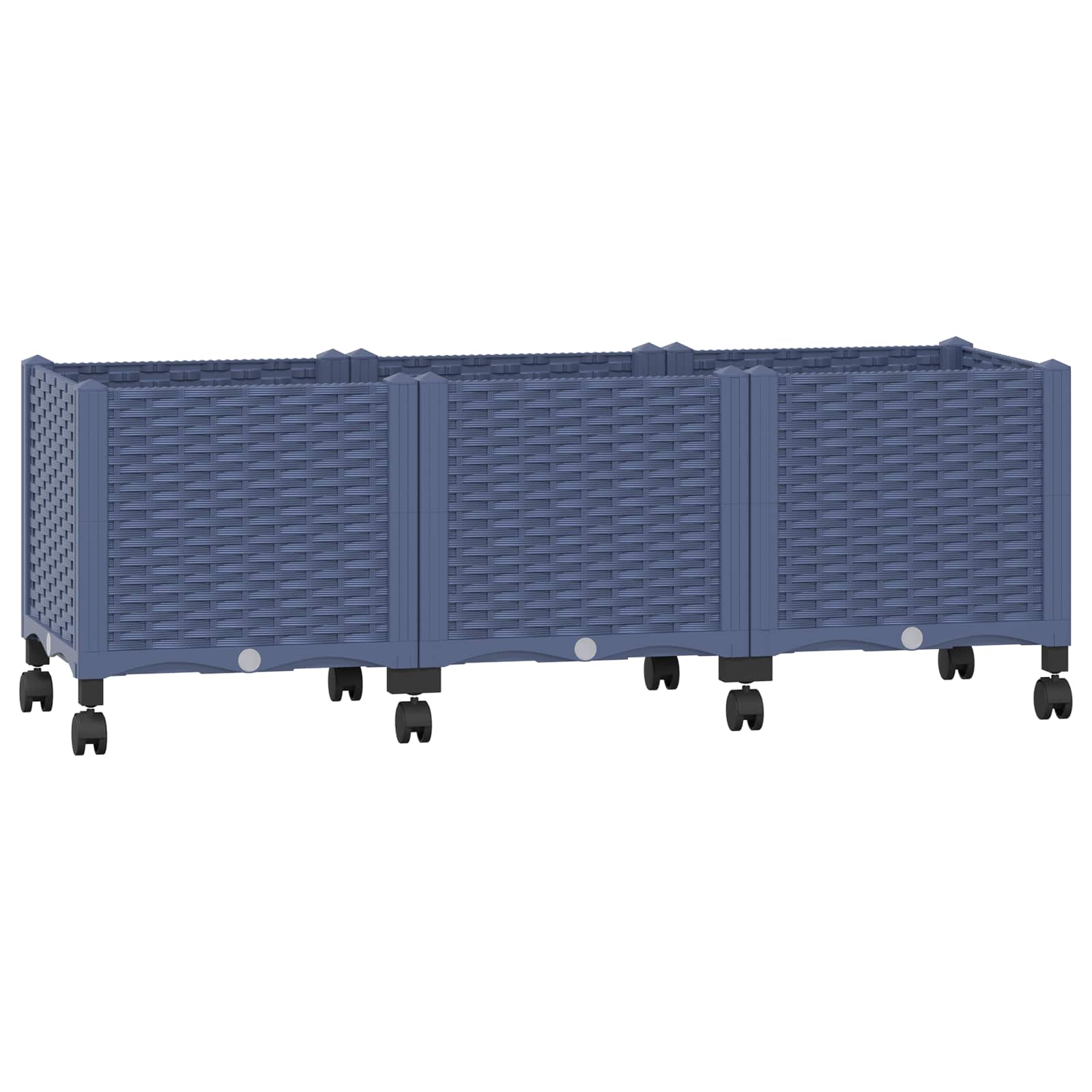 Vaso da Giardino con Ruote Blu Grigio 120 x 40 x 48 cm PP