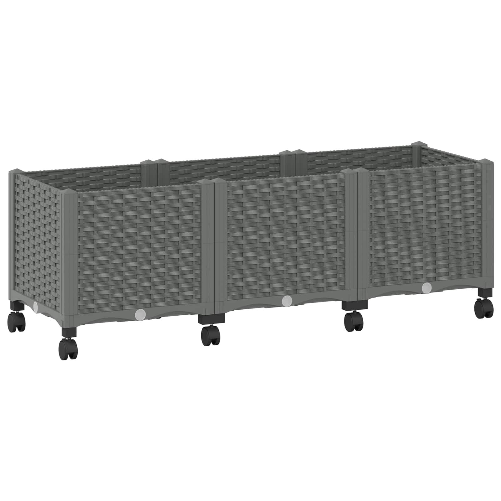 Vaso da Giardino con Ruote Grigio Chiaro 120 x 40 x 48 cm PP