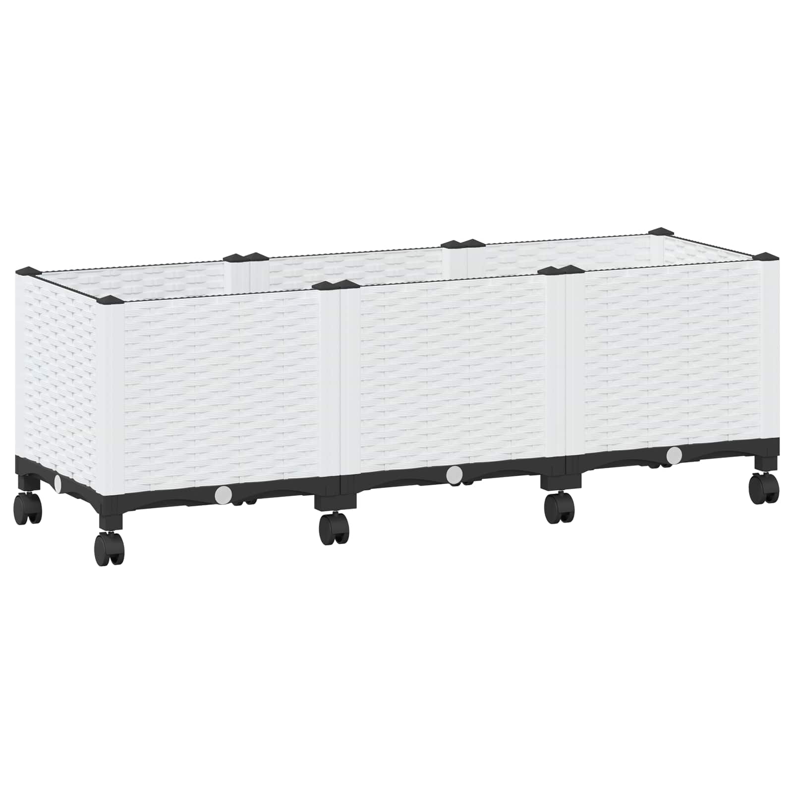 Vaso da Giardino con Ruote Bianco 120 x 40 x 48 cm PP