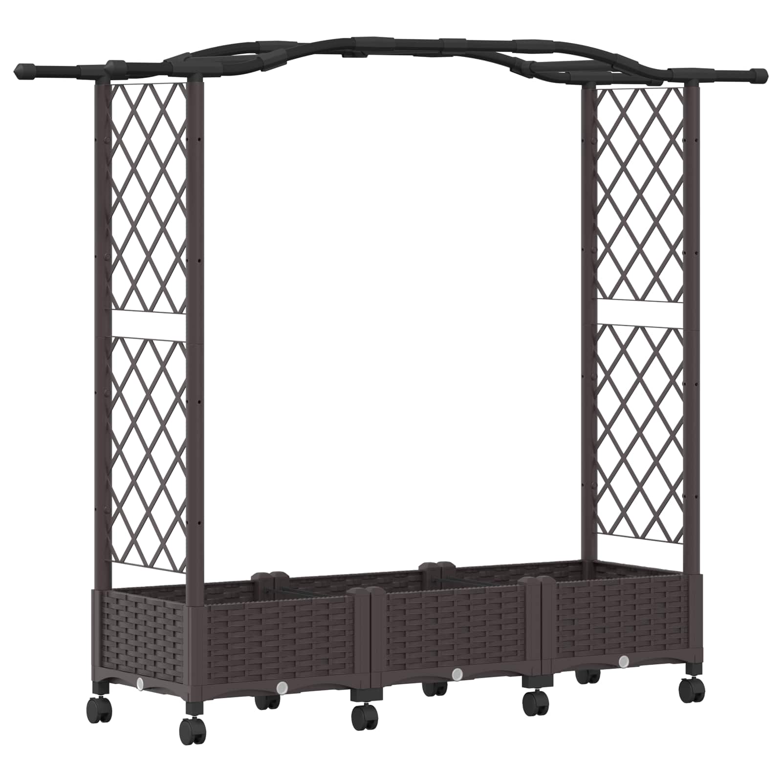 Letto rialzato con traliccio e ruote Marrone 169 x 40 x 129 cm