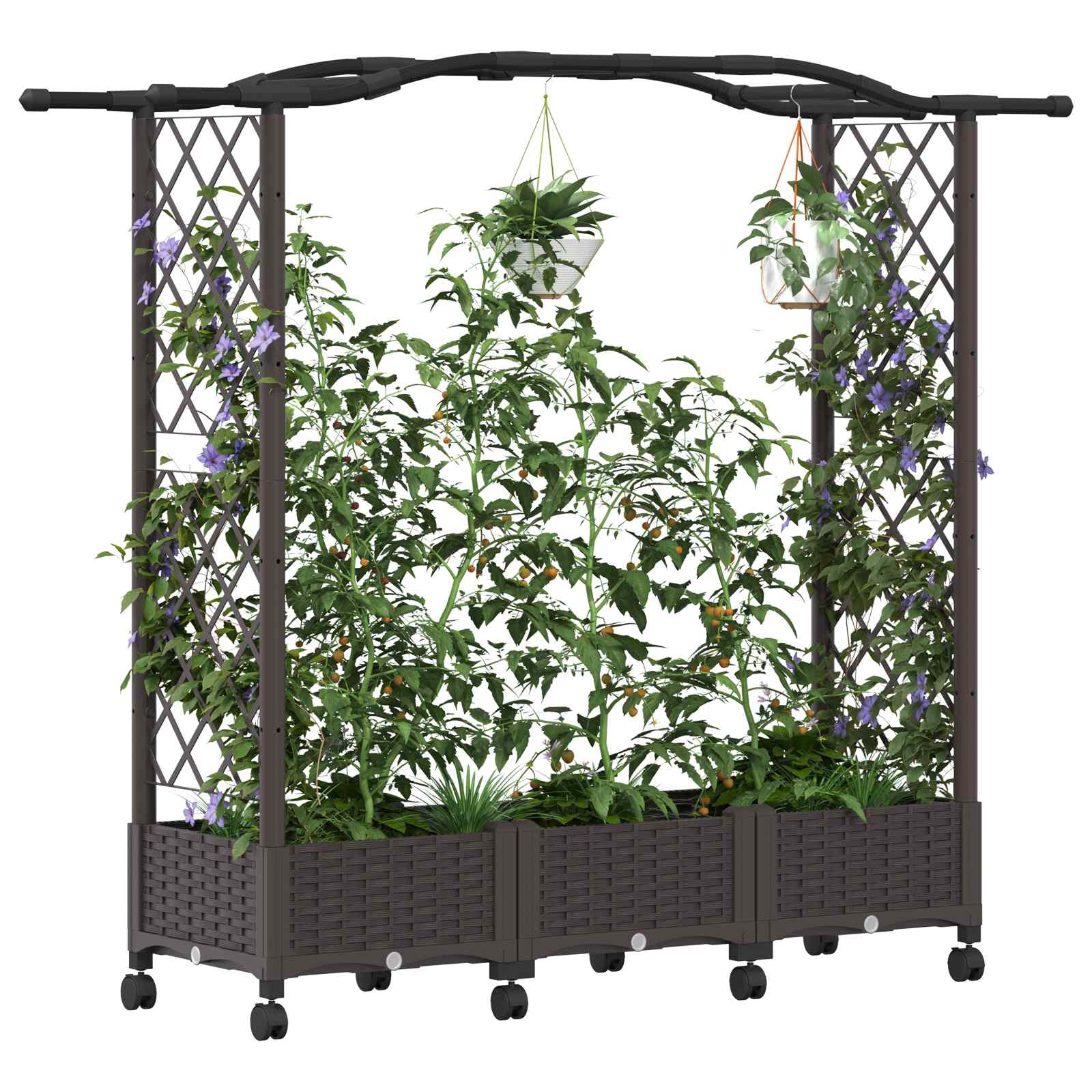 Letto rialzato con traliccio e ruote Marrone 169 x 40 x 129 cm