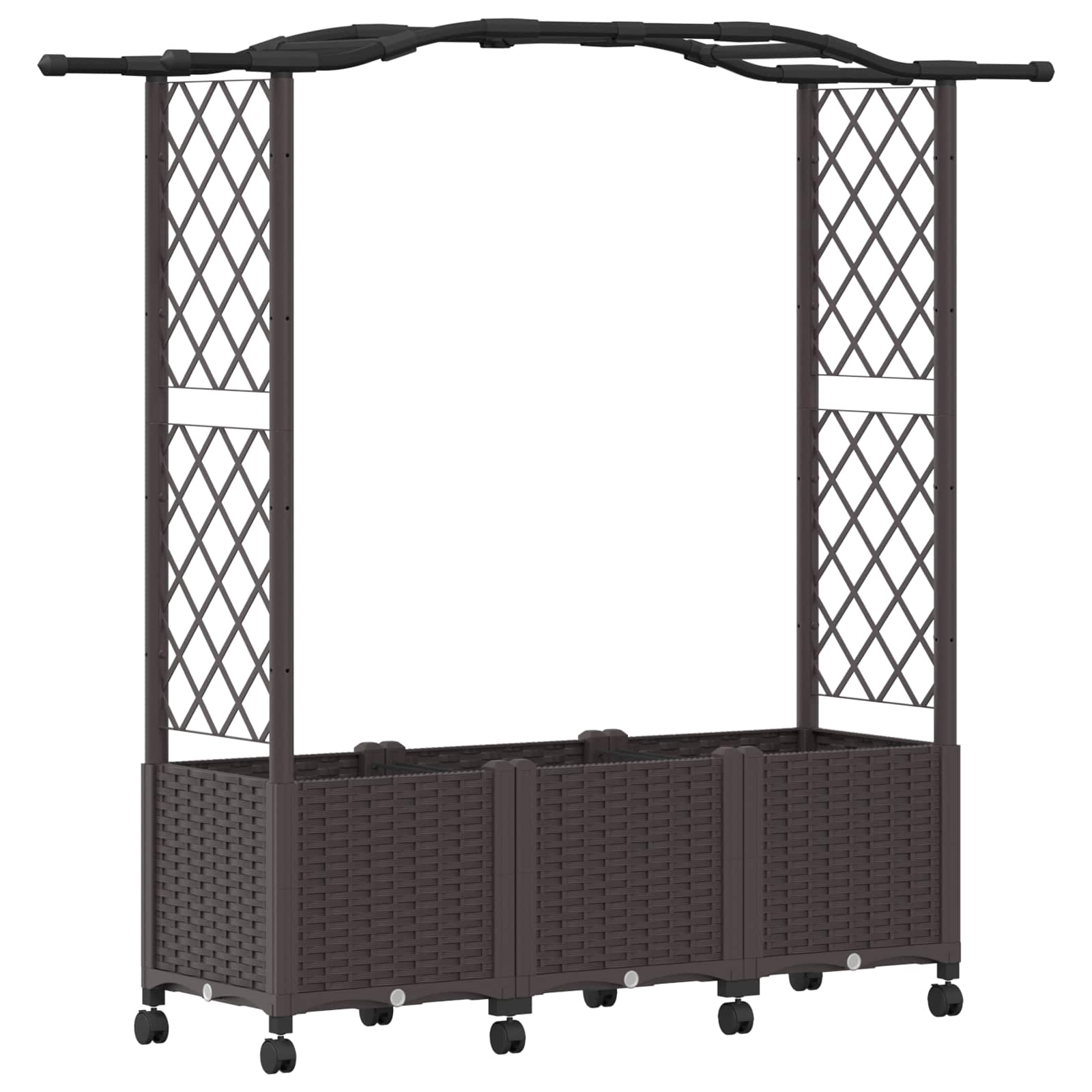 Letto Rialzato con Griglia e Tetto Marrone 164 x 40 x 144 cm PP