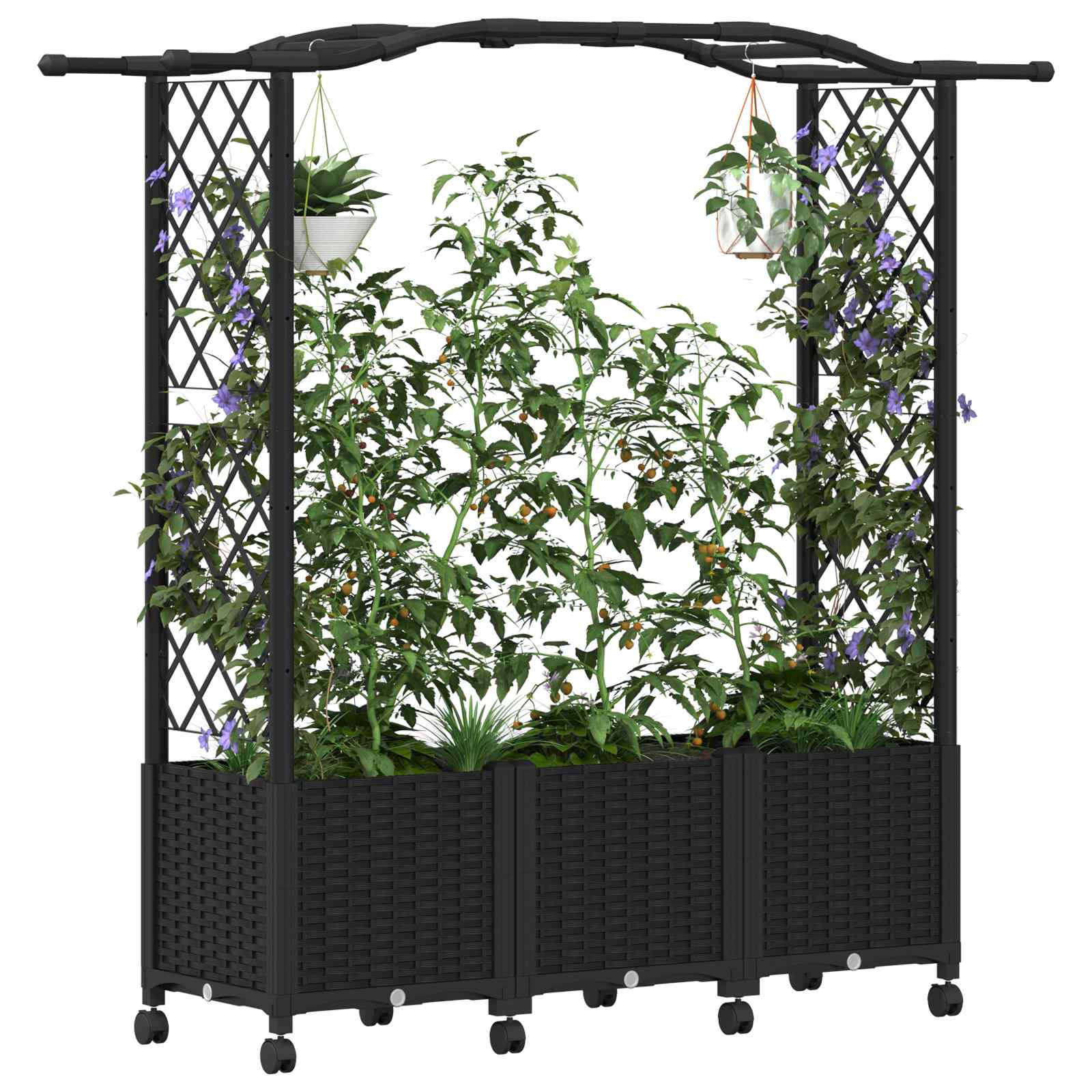 Letto Rialzato con Griglia e Tetto Nero 164 x 40 x 144 cm PP