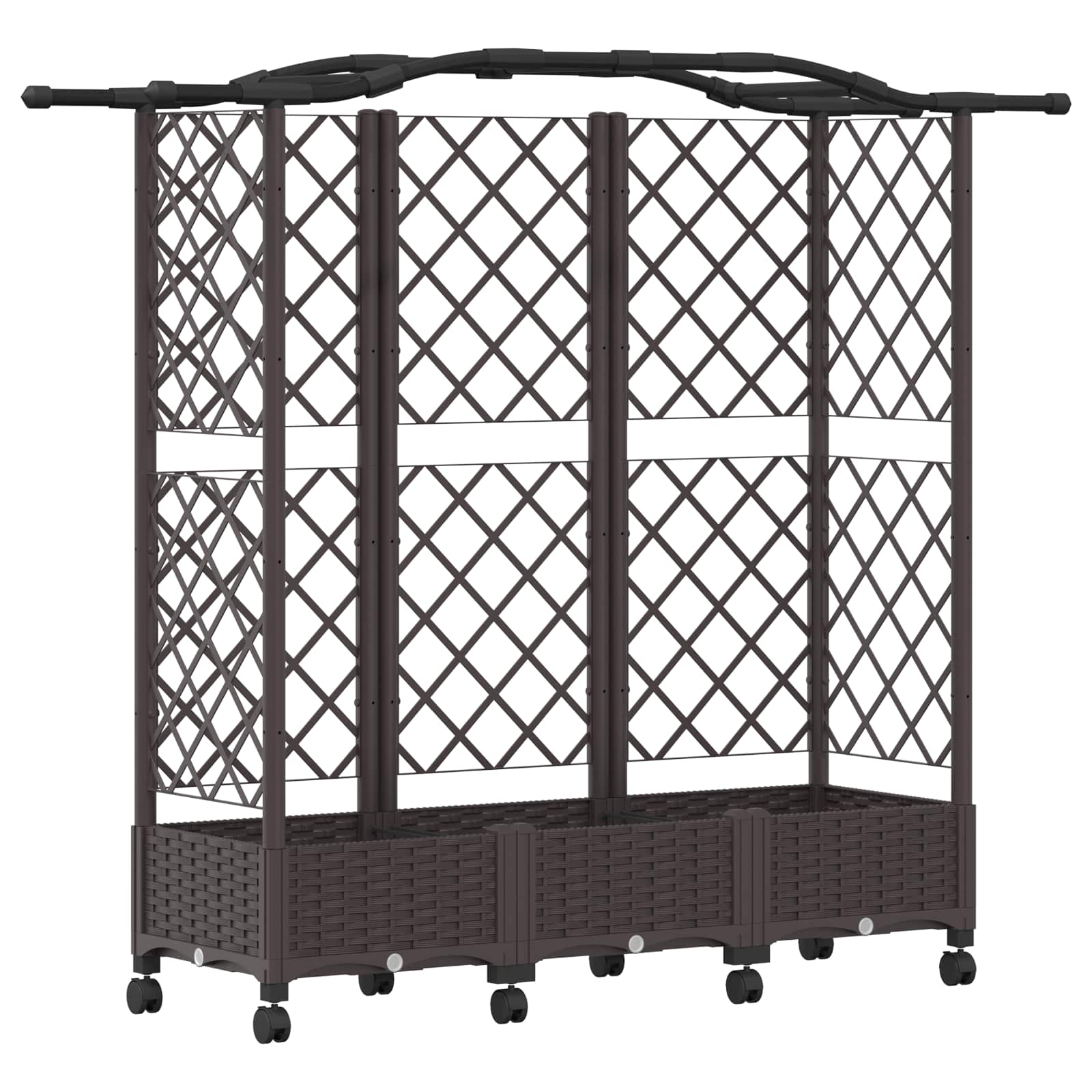 Letto Rialzato con Griglia e Tetto Marrone 163 x 40 x 129 cm PP