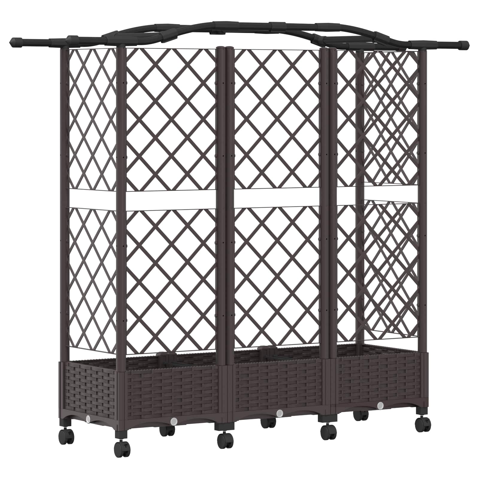 Letto Rialzato con Griglia e Tetto Marrone 163 x 40 x 129 cm PP
