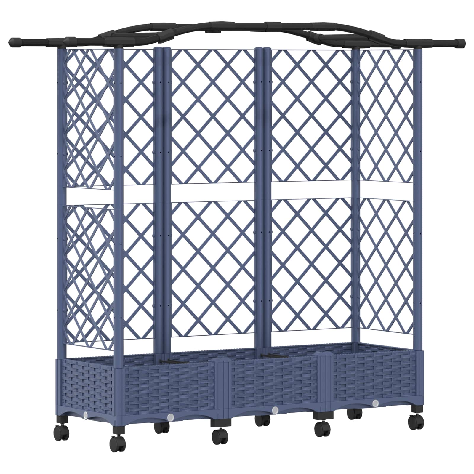 Letto Rialzato con Griglia e Tetto Grigio 163 x 40 x 129 cm PP