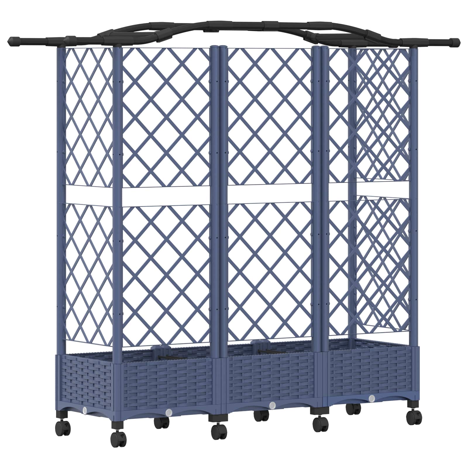 Letto Rialzato con Griglia e Tetto Grigio 163 x 40 x 129 cm PP