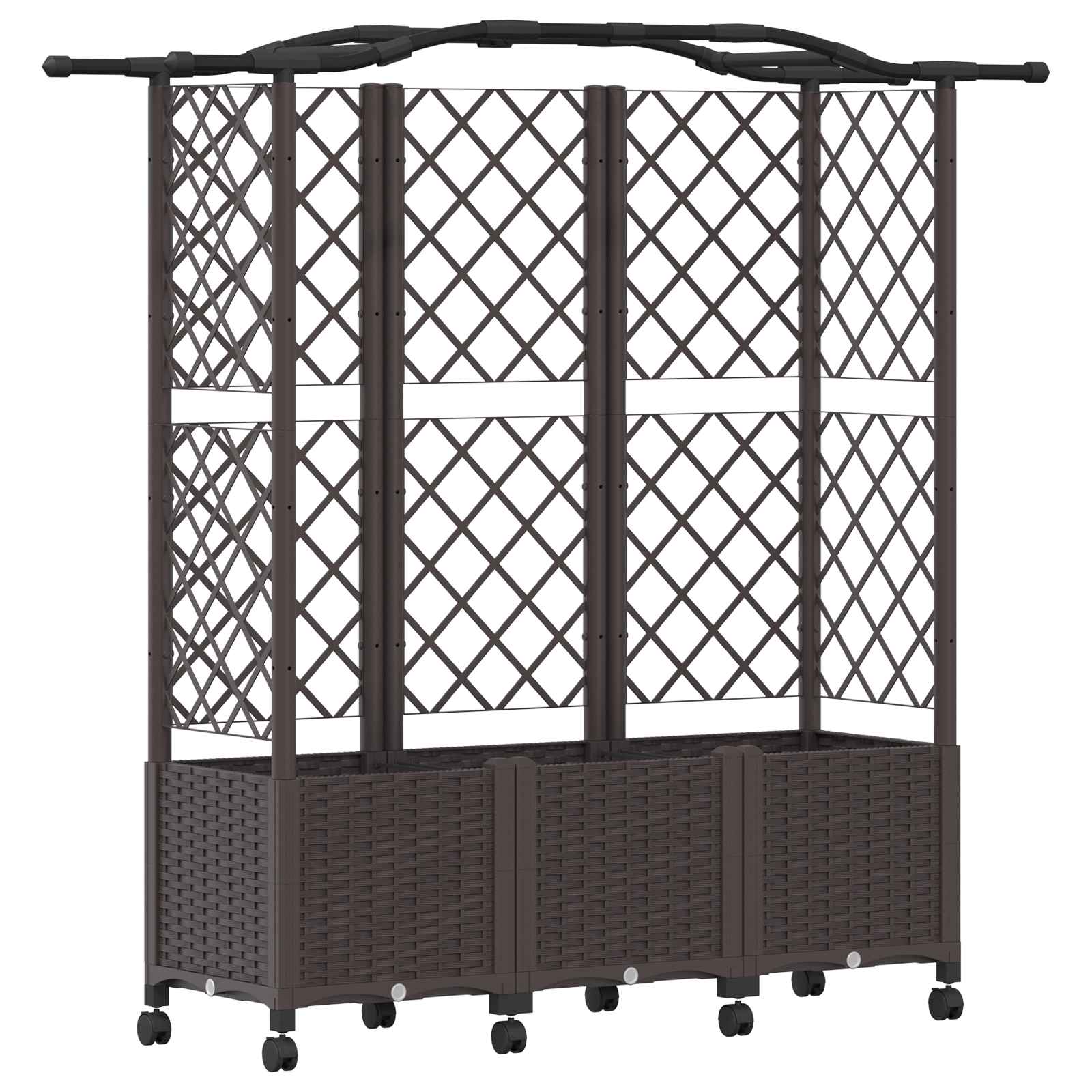 Letto Rialzato con Griglia e Tetto Marrone 163 x 40 x 144 cm PP