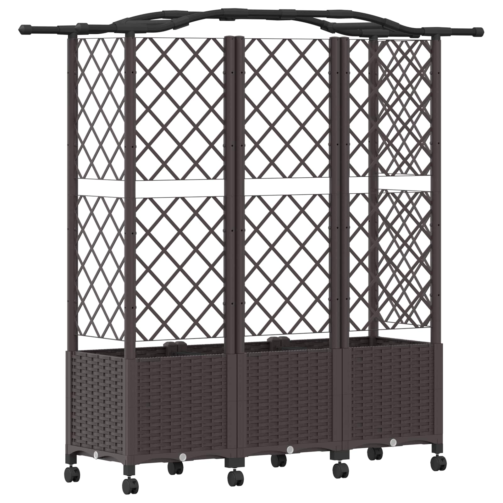 Letto Rialzato con Griglia e Tetto Marrone 163 x 40 x 144 cm PP