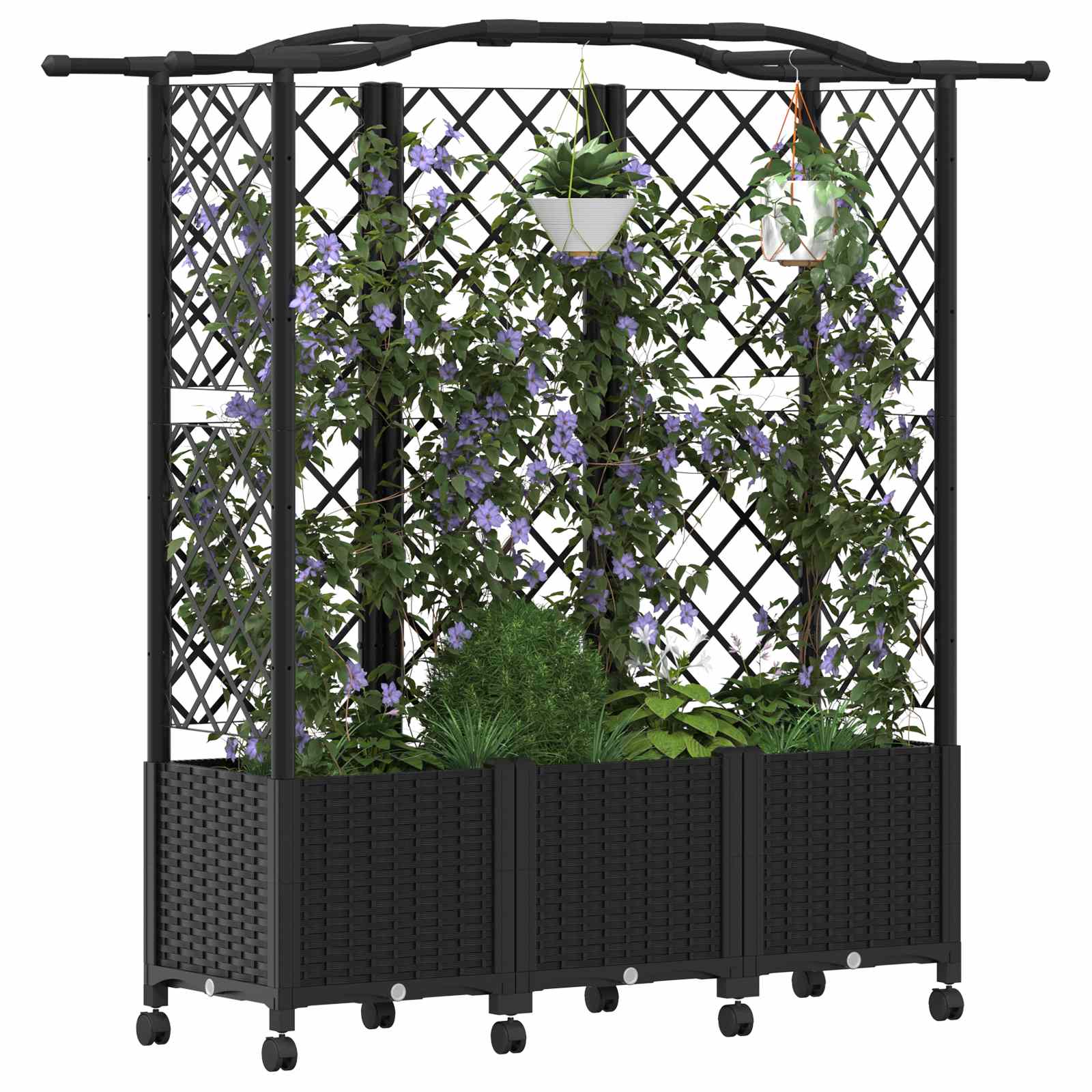 Letto Rialzato con Griglia e Tetto Nero 163 x 40 x 144 cm PP