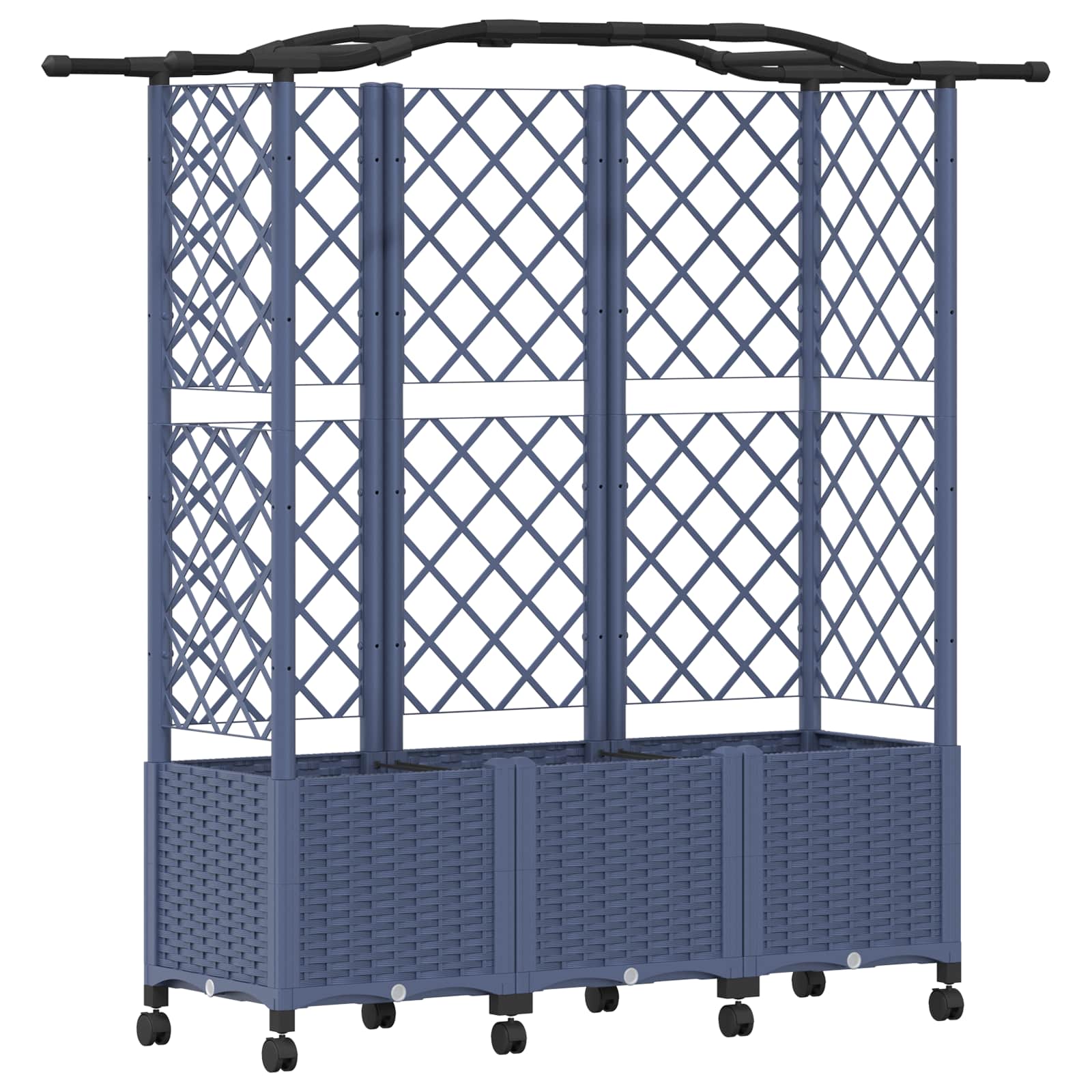 Letto Rialzato con Griglia e Tetto Grigio 163 x 40 x 144 cm PP