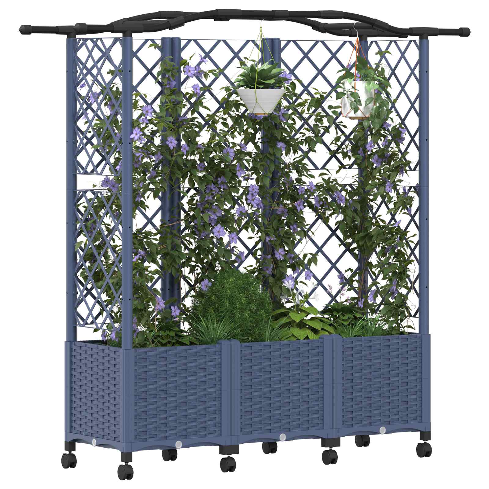 Letto Rialzato con Griglia e Tetto Grigio 163 x 40 x 144 cm PP