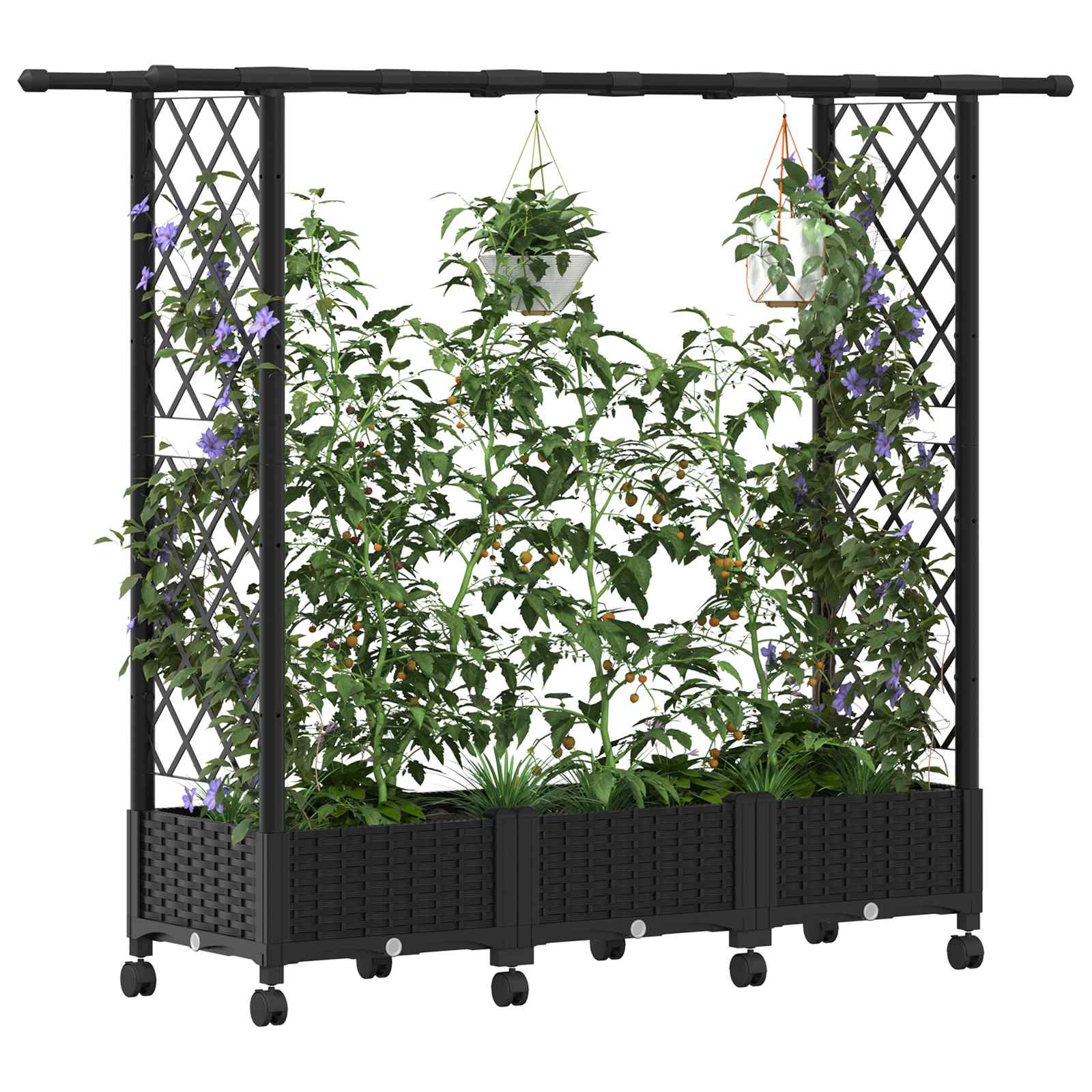 Letto Rialzato con Griglia e Tetto Nero 164 x 40 x 127 cm PP