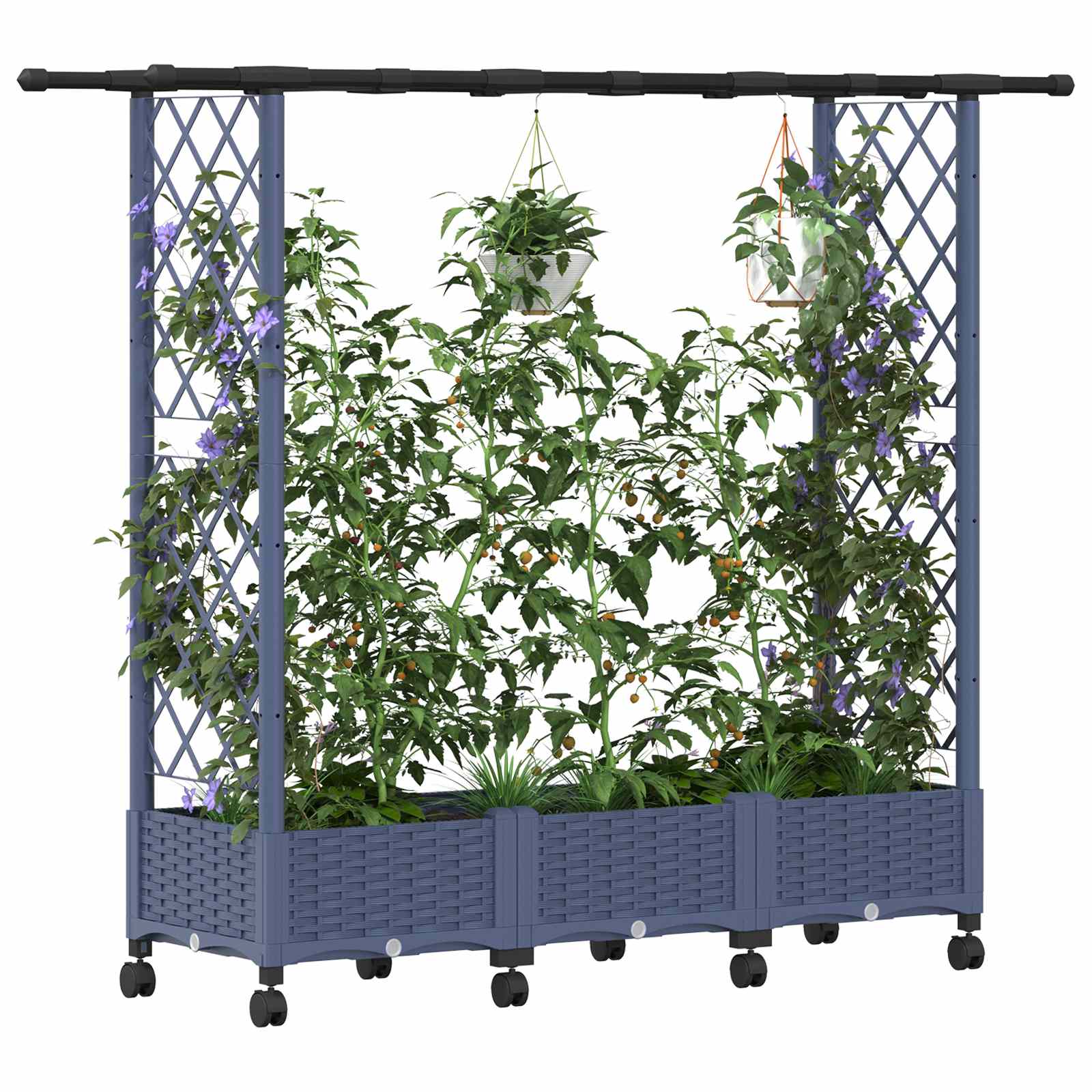 Letto Rialzato con Griglia e Tetto Grigio 164 x 40 x 127 cm PP