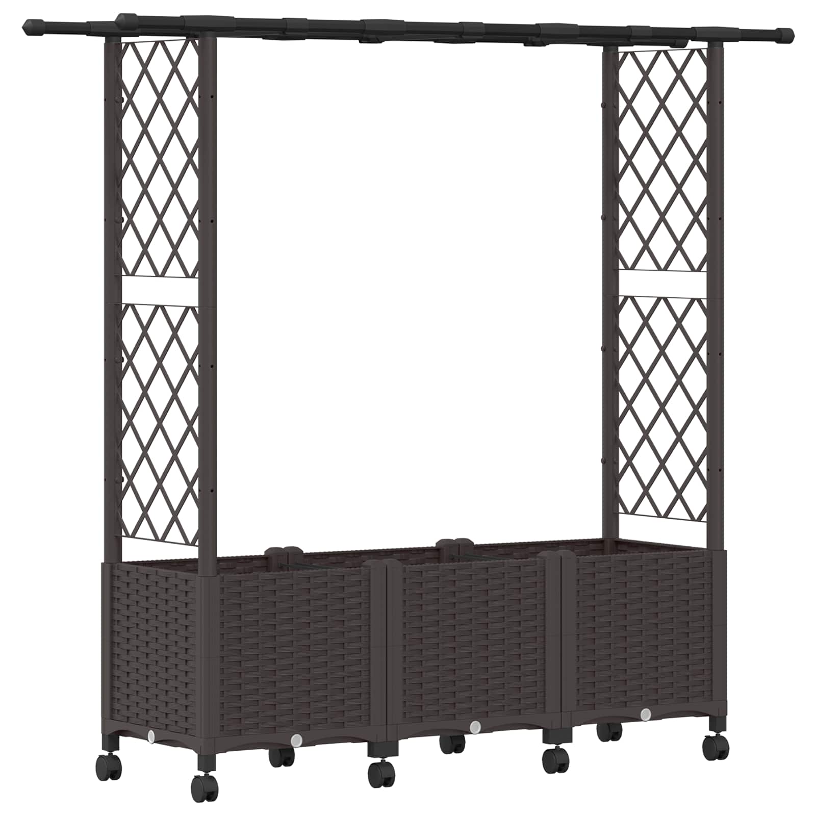 Letto Rialzato con Griglia e Tetto Marrone 162,5 x 40 x 142 cm