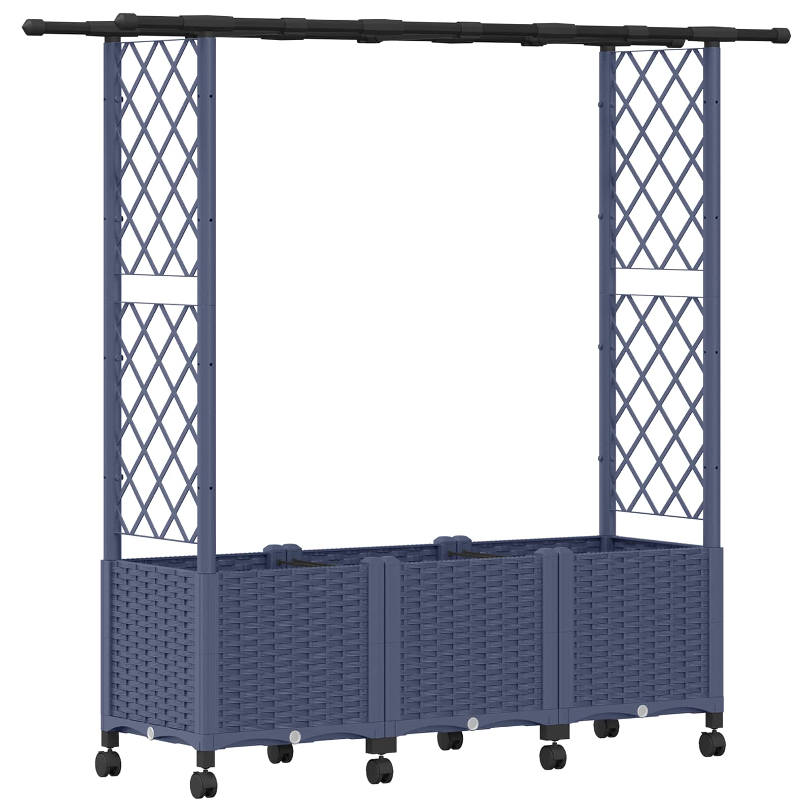 Letto Rialzato con Griglia e Tetto Grigio 162,5 x 40 x 142 cm